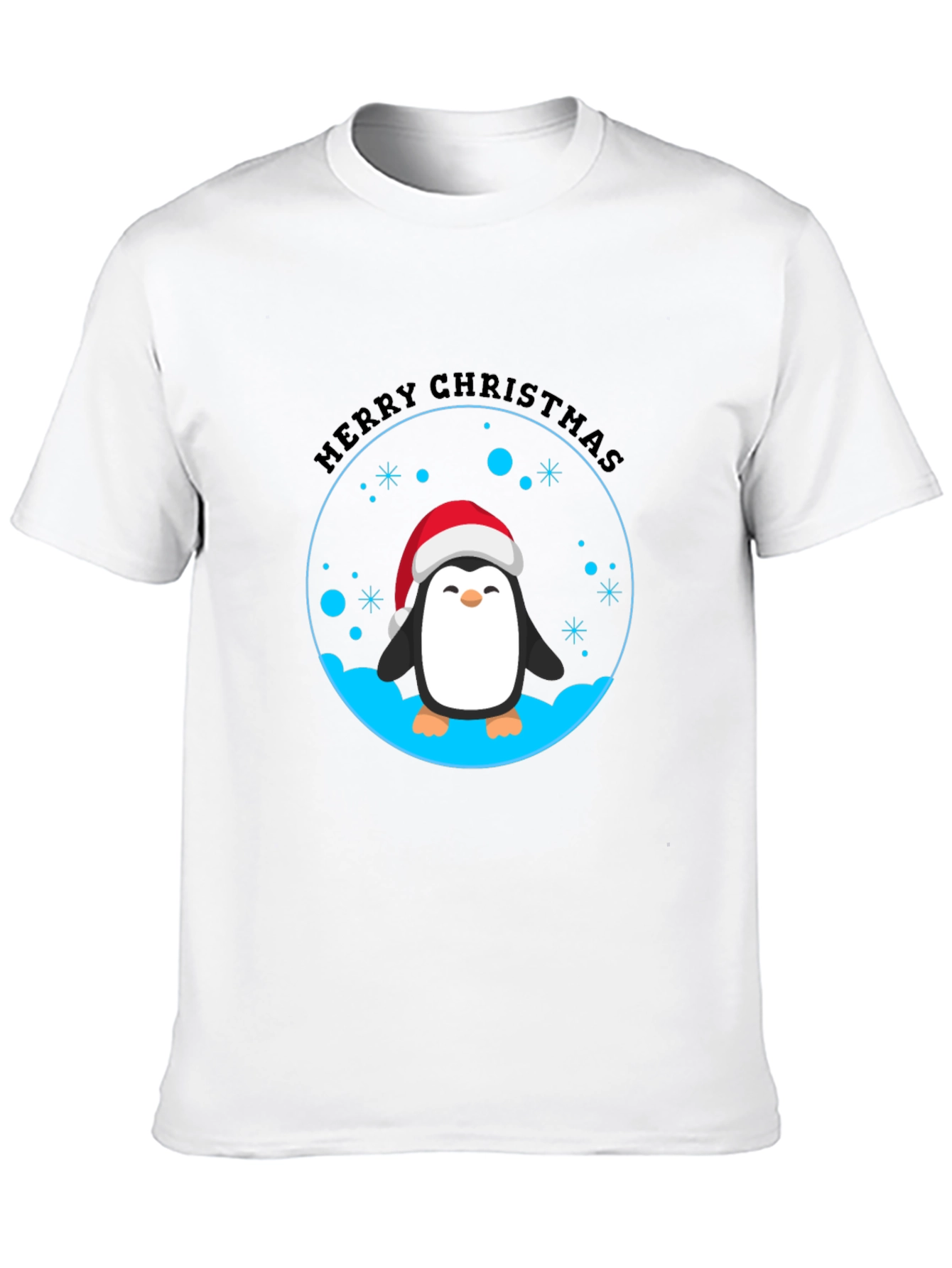 Penguin Merry Christmas Black T-Shirt