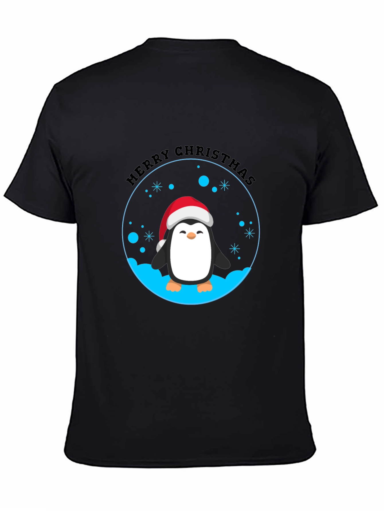 Penguin Merry Christmas Black T-Shirt