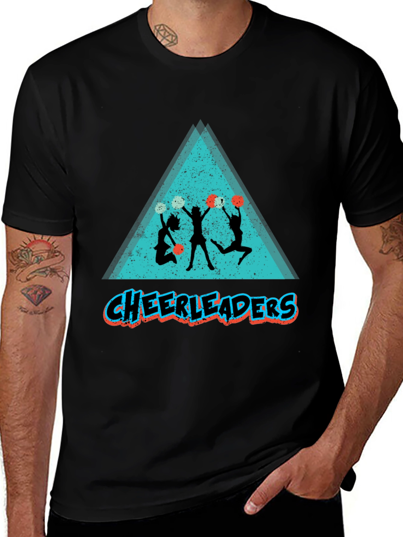 Cheerleader Graphic Tee - Black Cotton Shirt