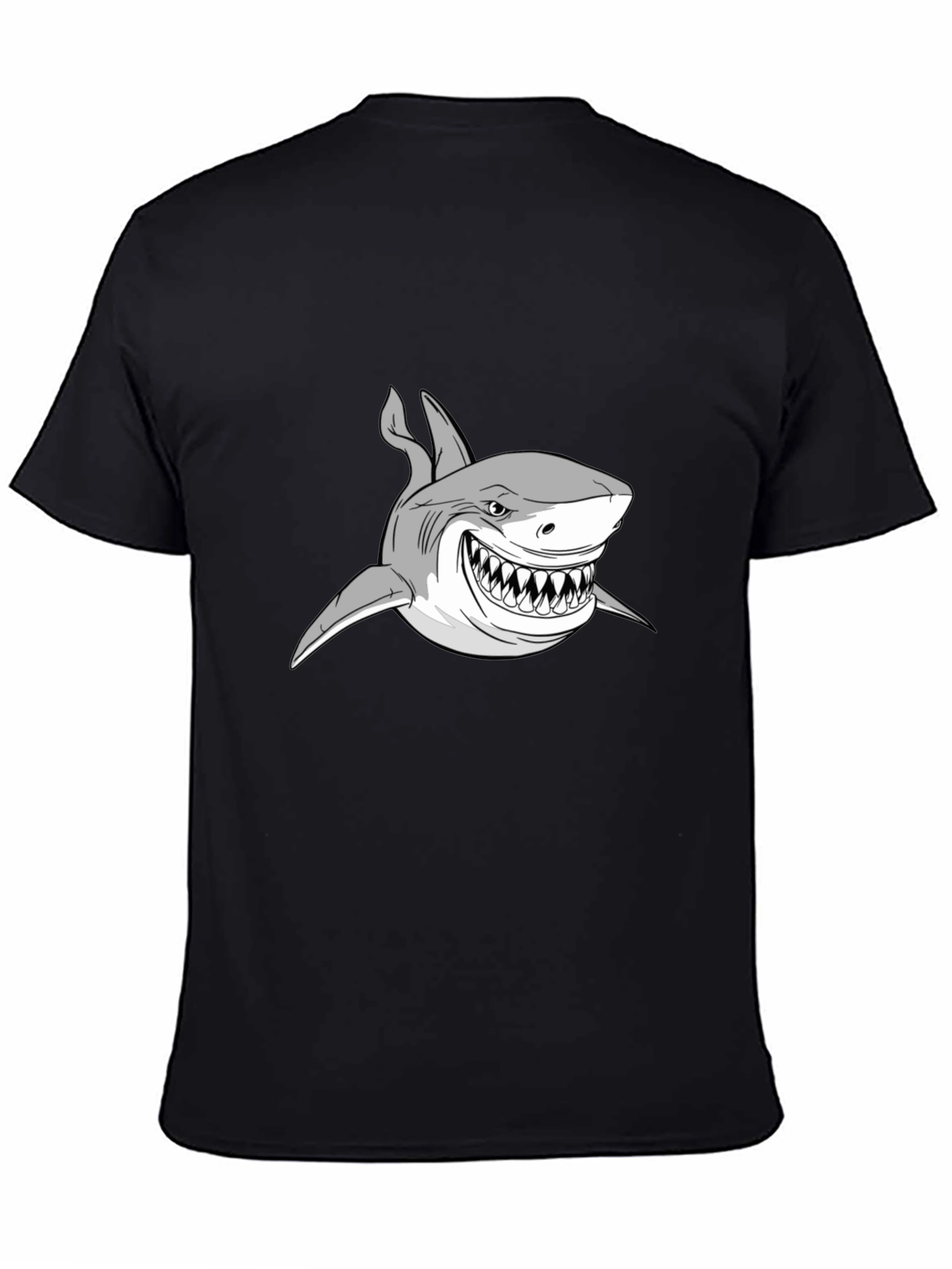 Shark Graphic Print Black T-Shirt