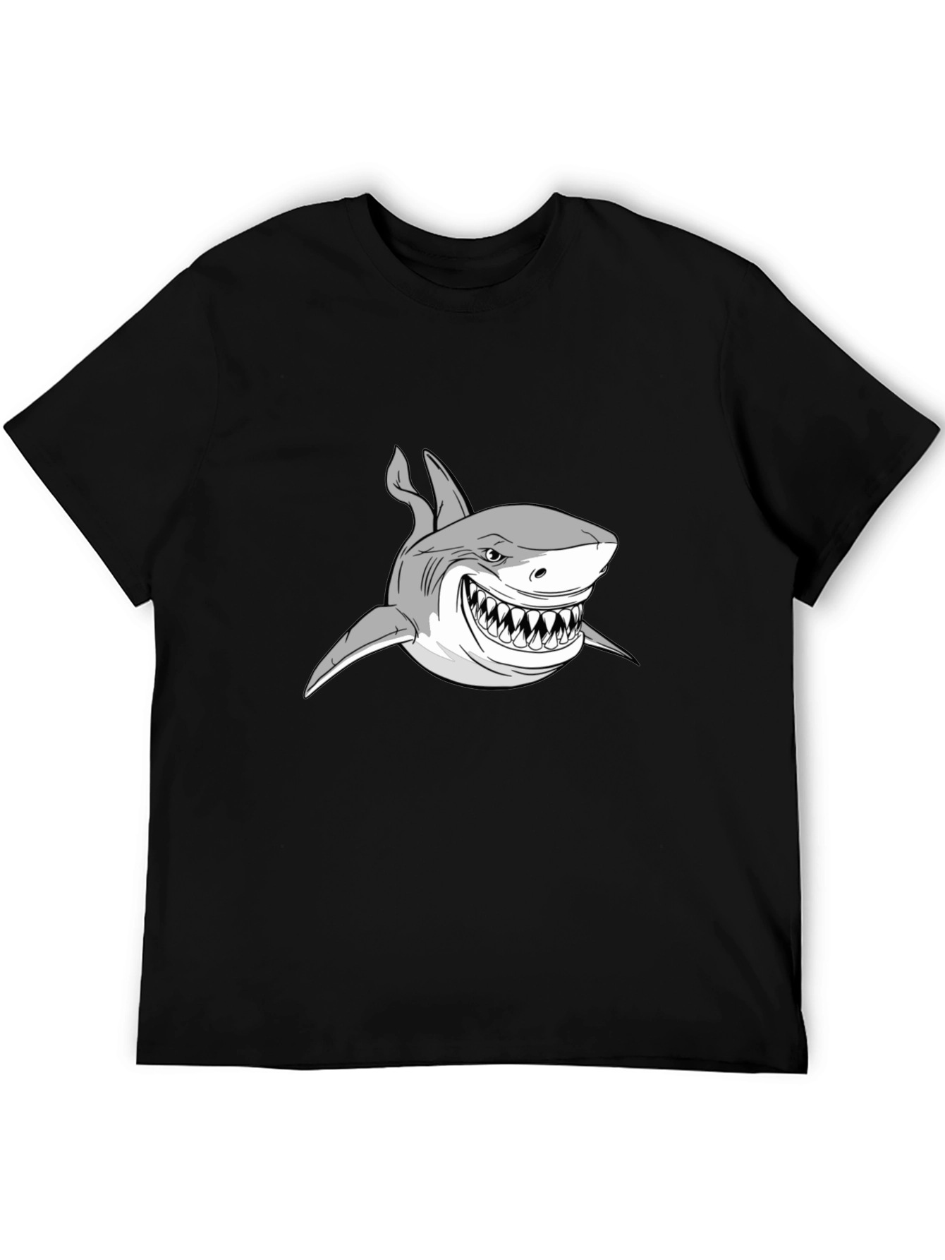 Shark Graphic Print Black T-Shirt