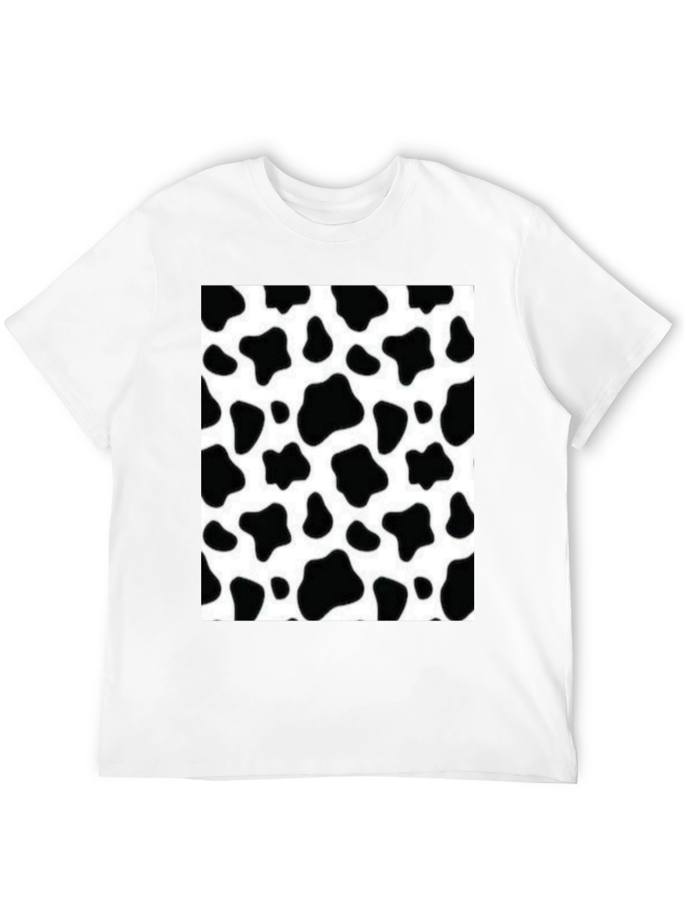 Cow Print Graphic Tee - Black Short Sleeve