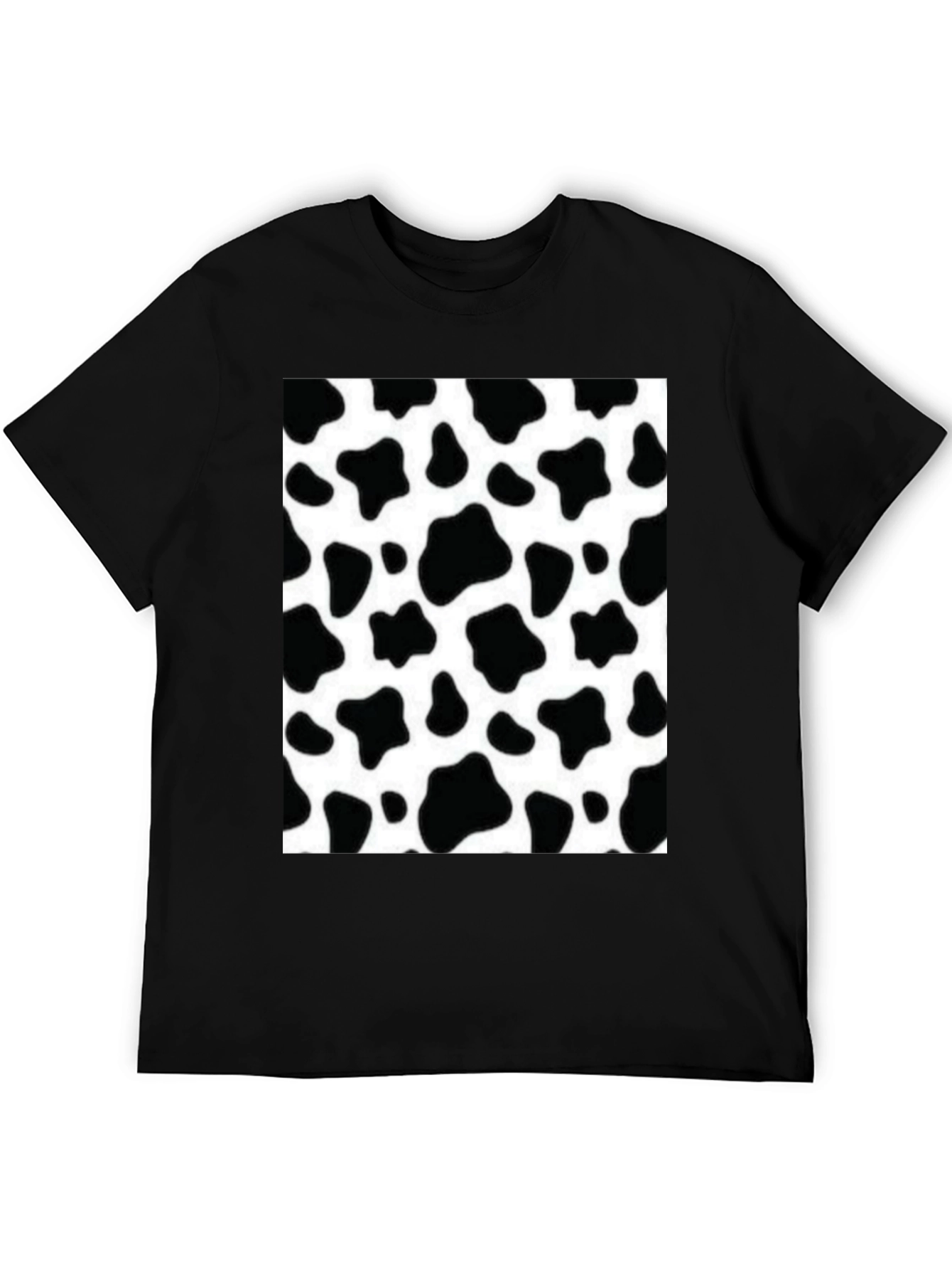 Cow Print Graphic Tee - Black Short Sleeve