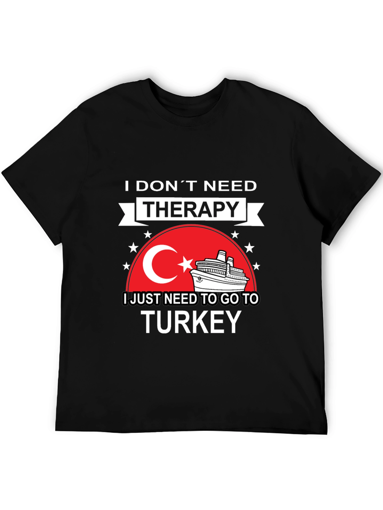 Turkey Travel Therapy Black Graphic T-Shirt
