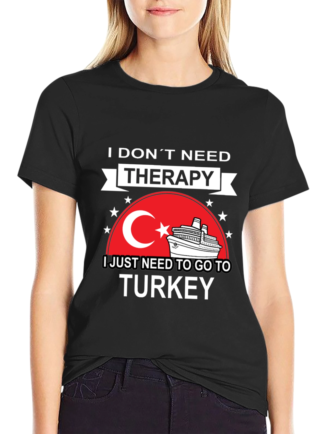 Turkey Travel Therapy Black Graphic T-Shirt