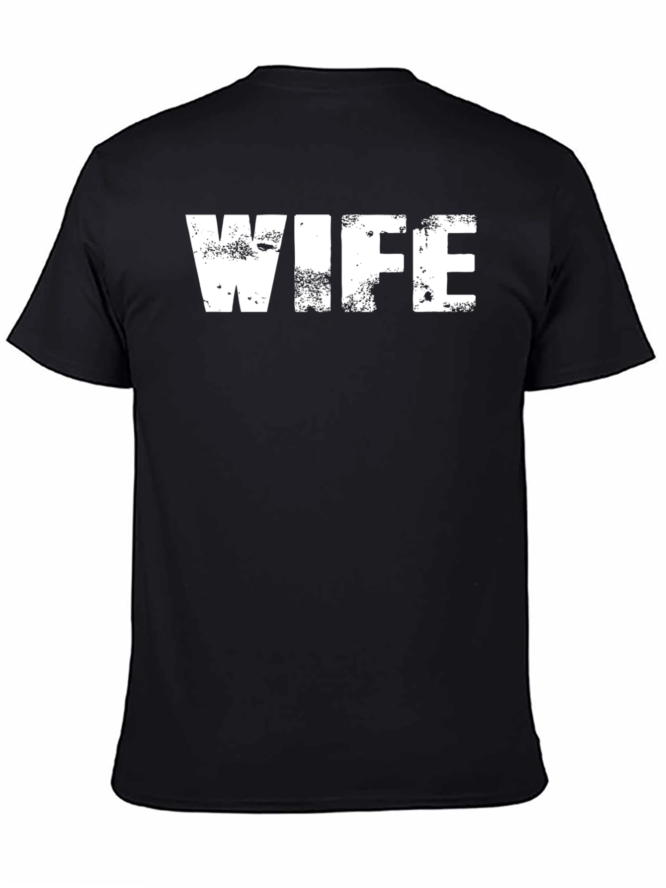 WIFE Graphic Tee - Distressed White Print on Black