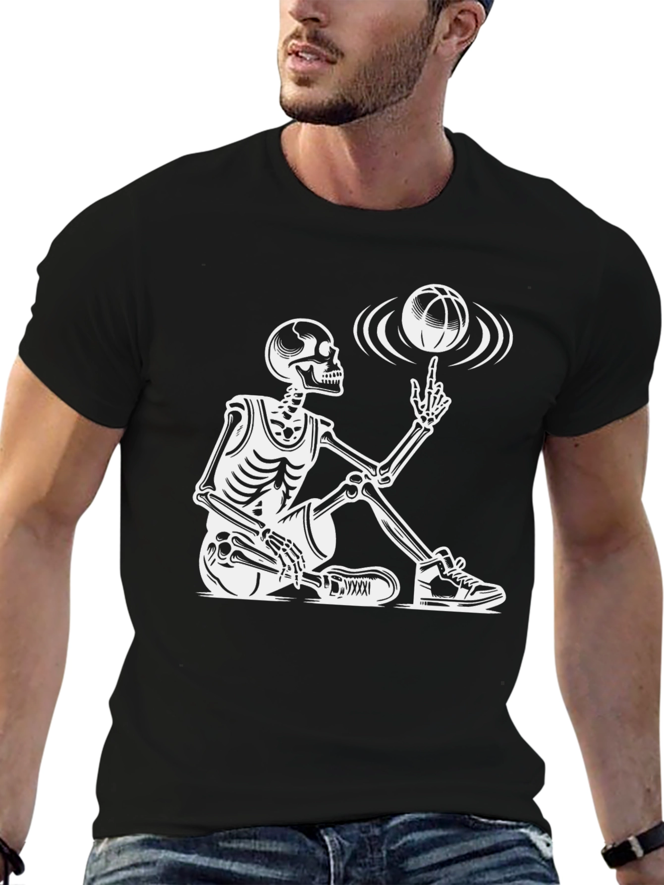 Skeleton Basketball T-Shirt - Funny Graphic Tee