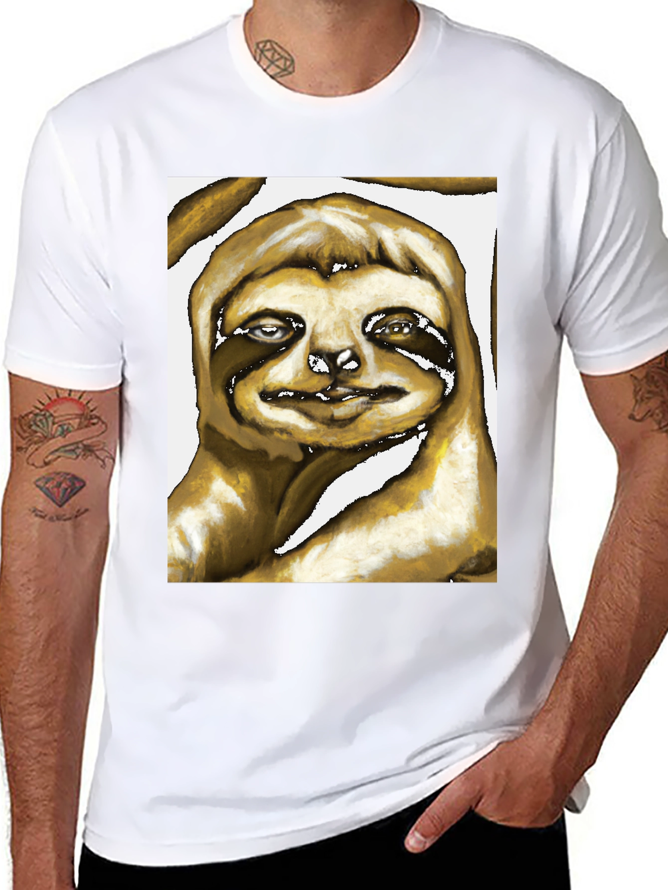 Sloth Art Graphic Print Tee