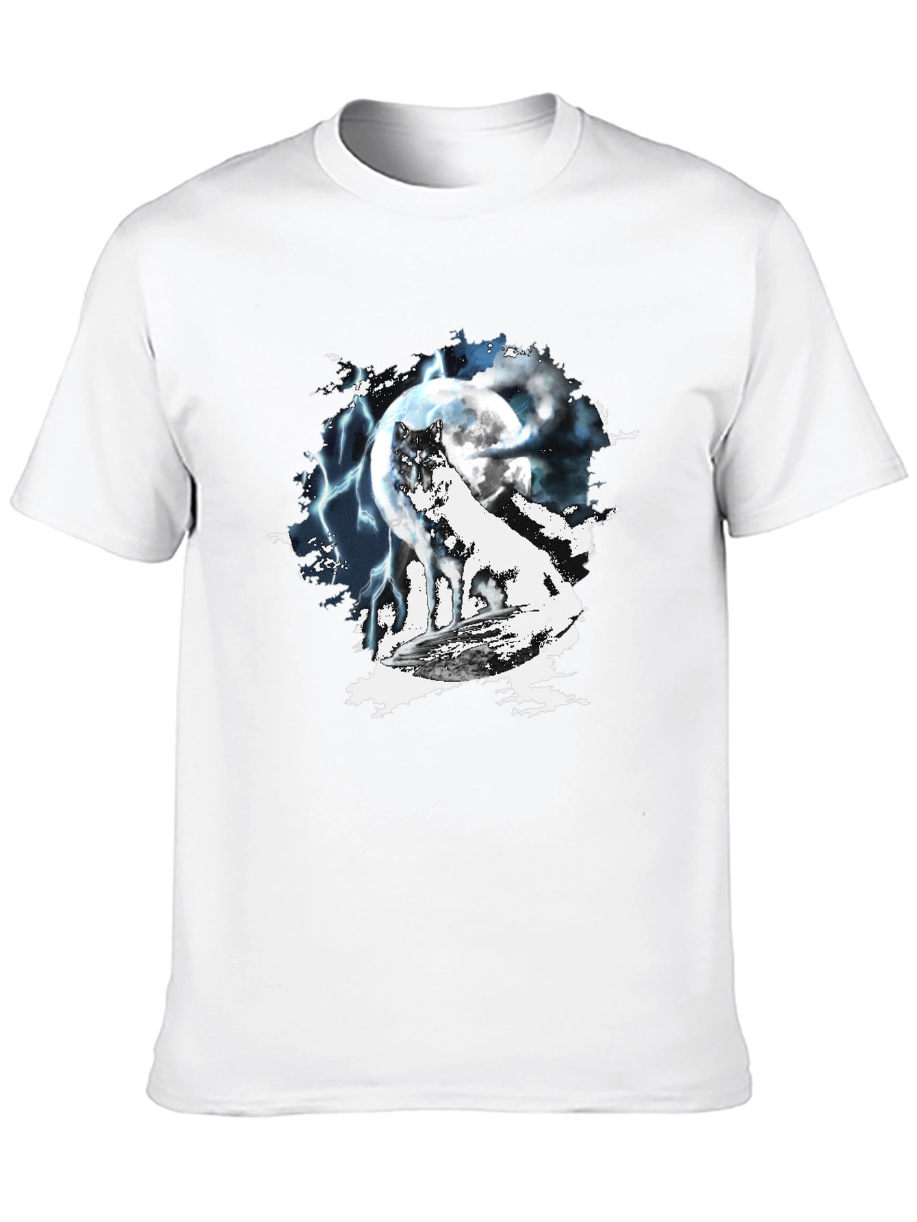 Wolf Moon Lightning Graphic T-Shirt