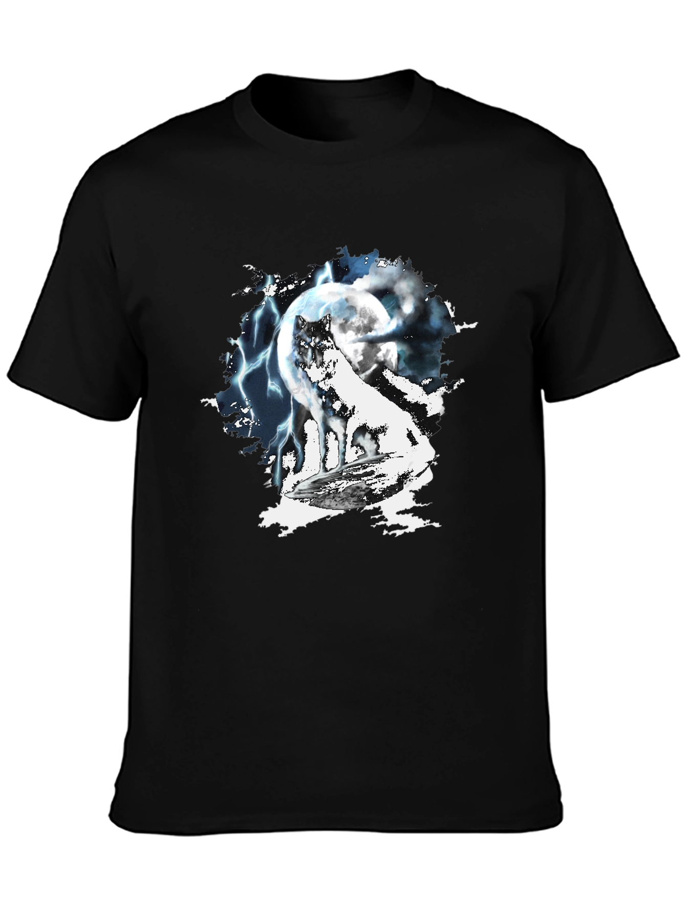 Wolf Moon Lightning Graphic T-Shirt