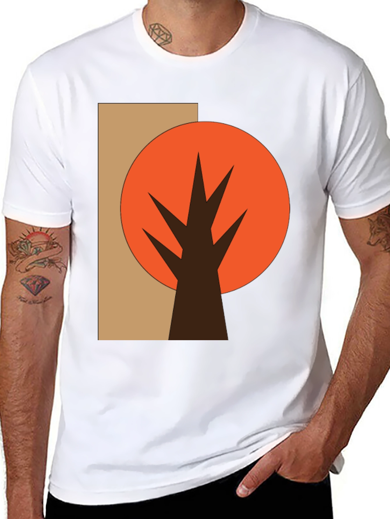 Abstract Tree Graphic Tee - Casual Style
