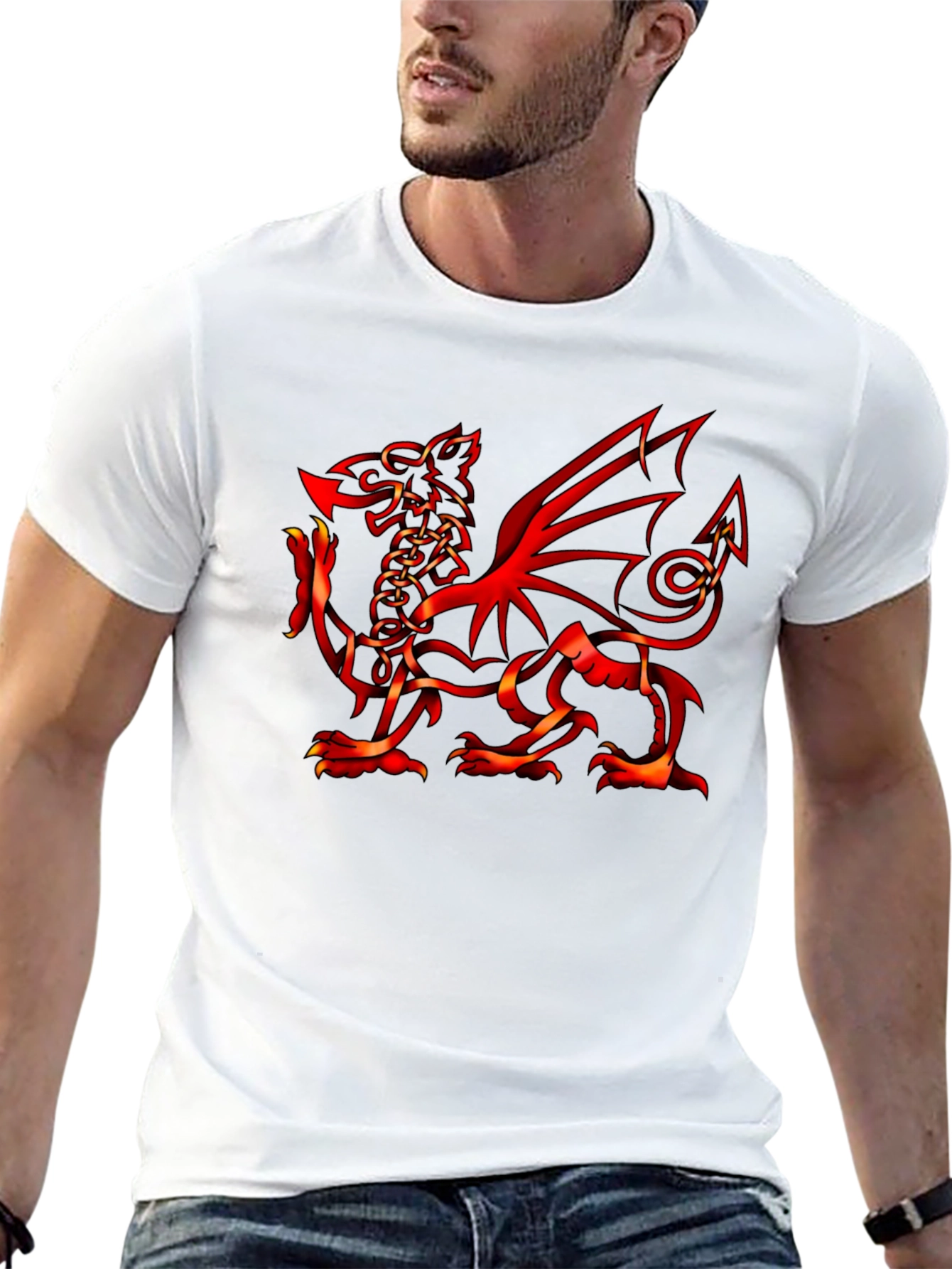 Welsh Dragon Graphic Tee - Black Cotton T-Shirt