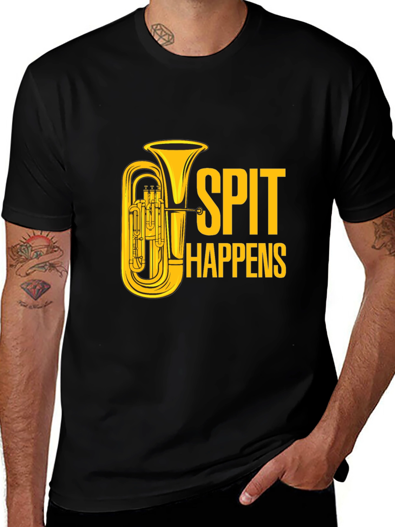 Spit Happens Tuba T-Shirt - Musician Humor Tee