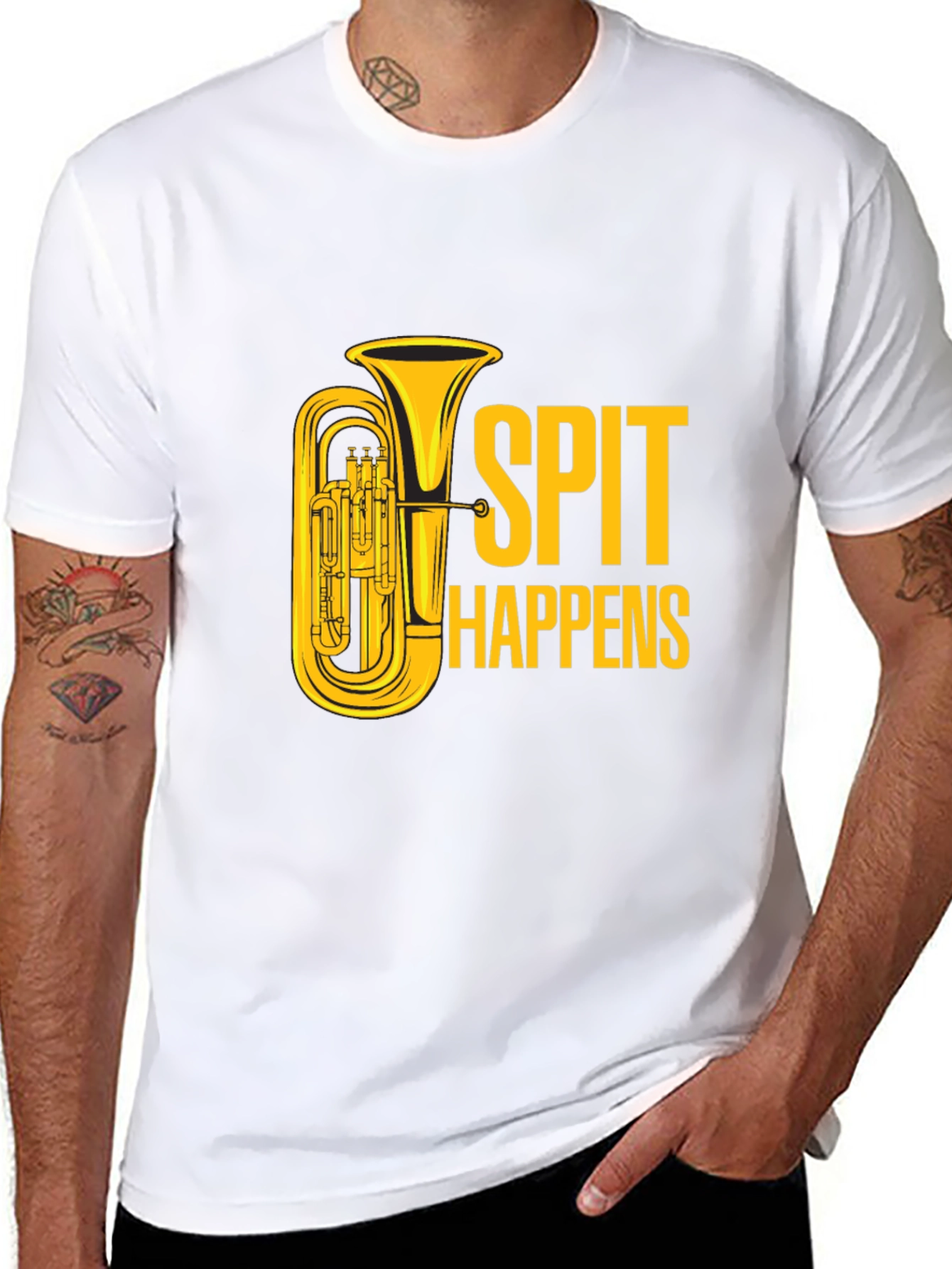 Spit Happens Tuba T-Shirt - Musician Humor Tee