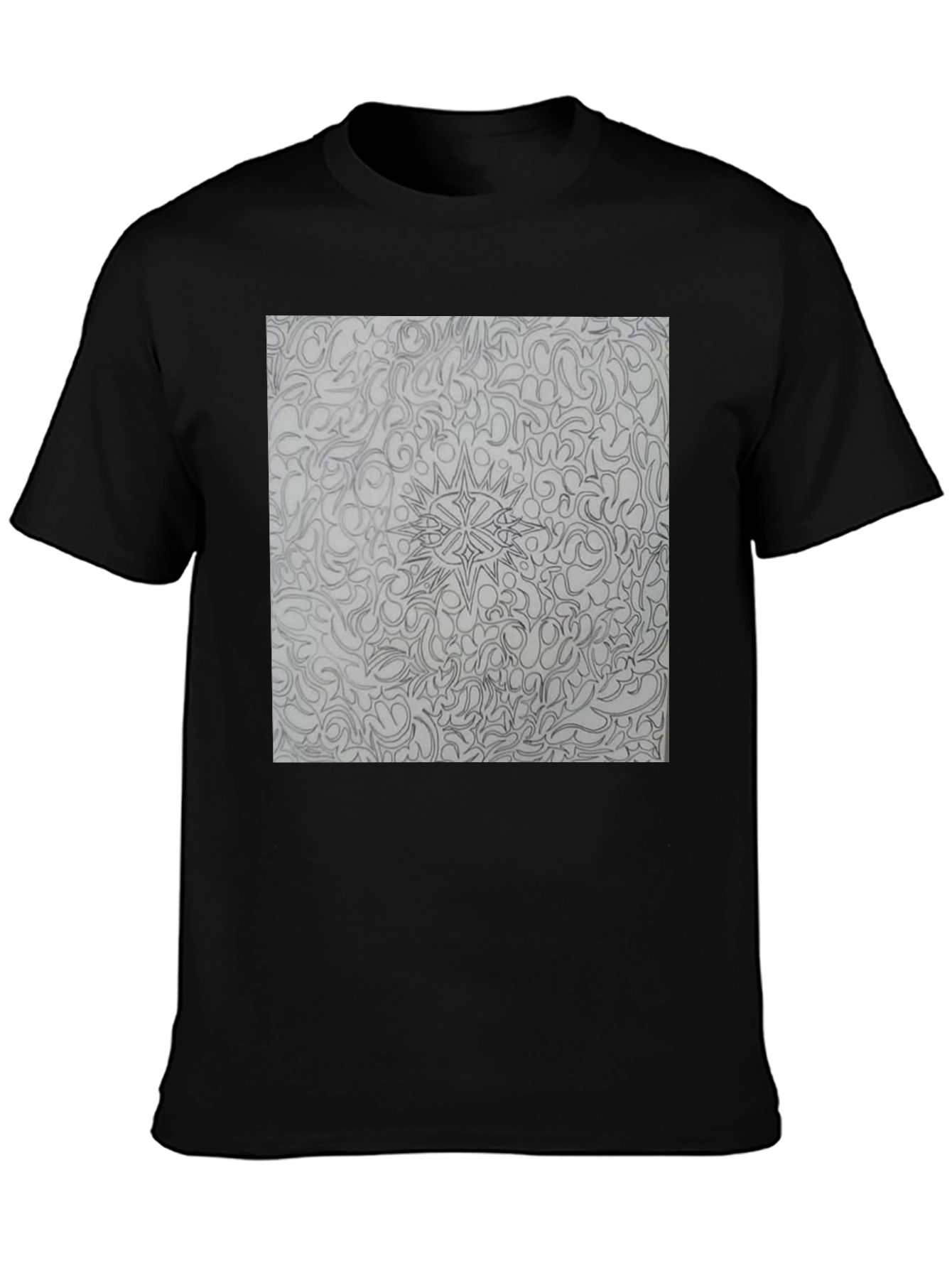 Abstract Pattern Print Black T-Shirt