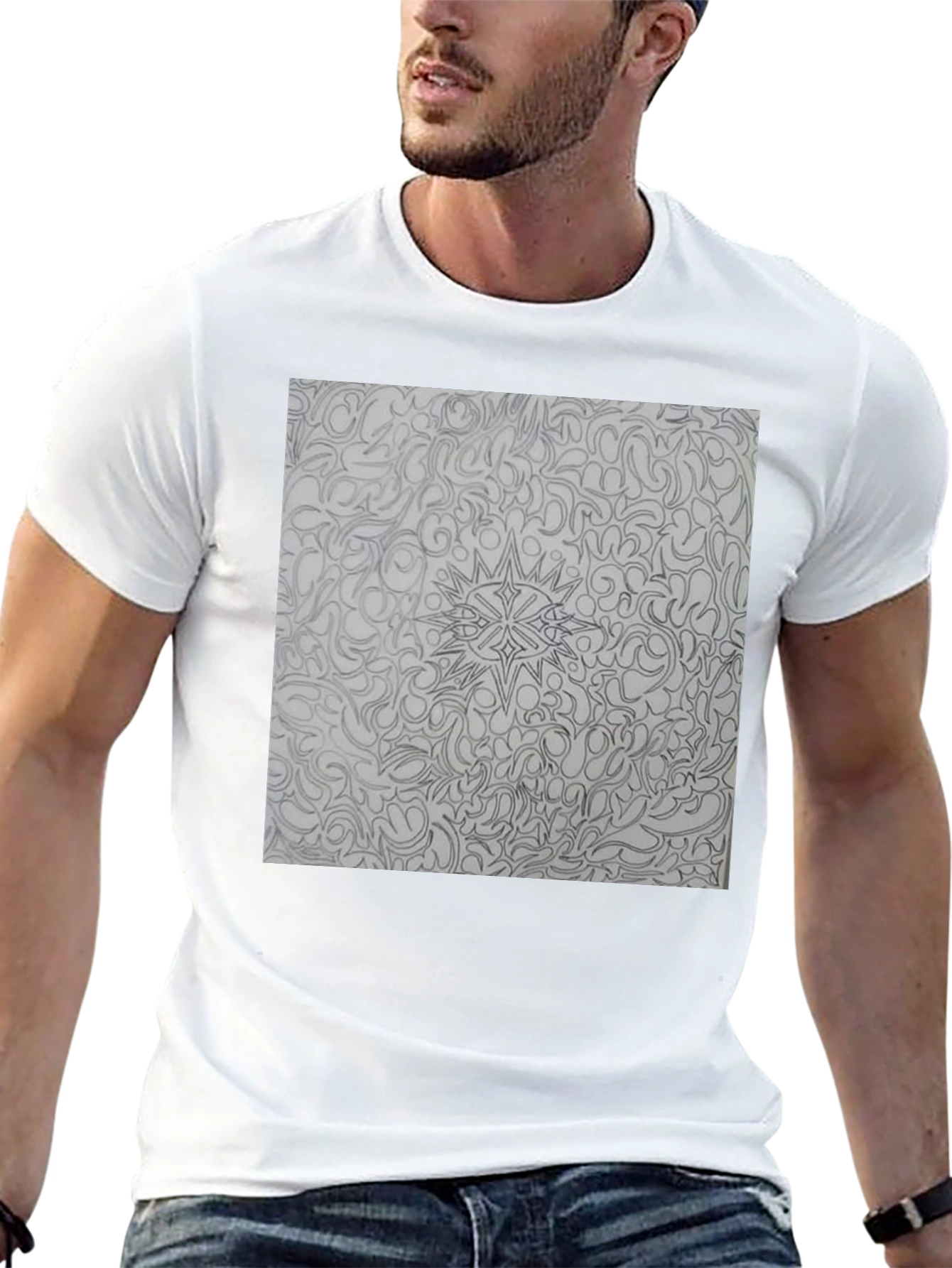 Abstract Pattern Print Black T-Shirt