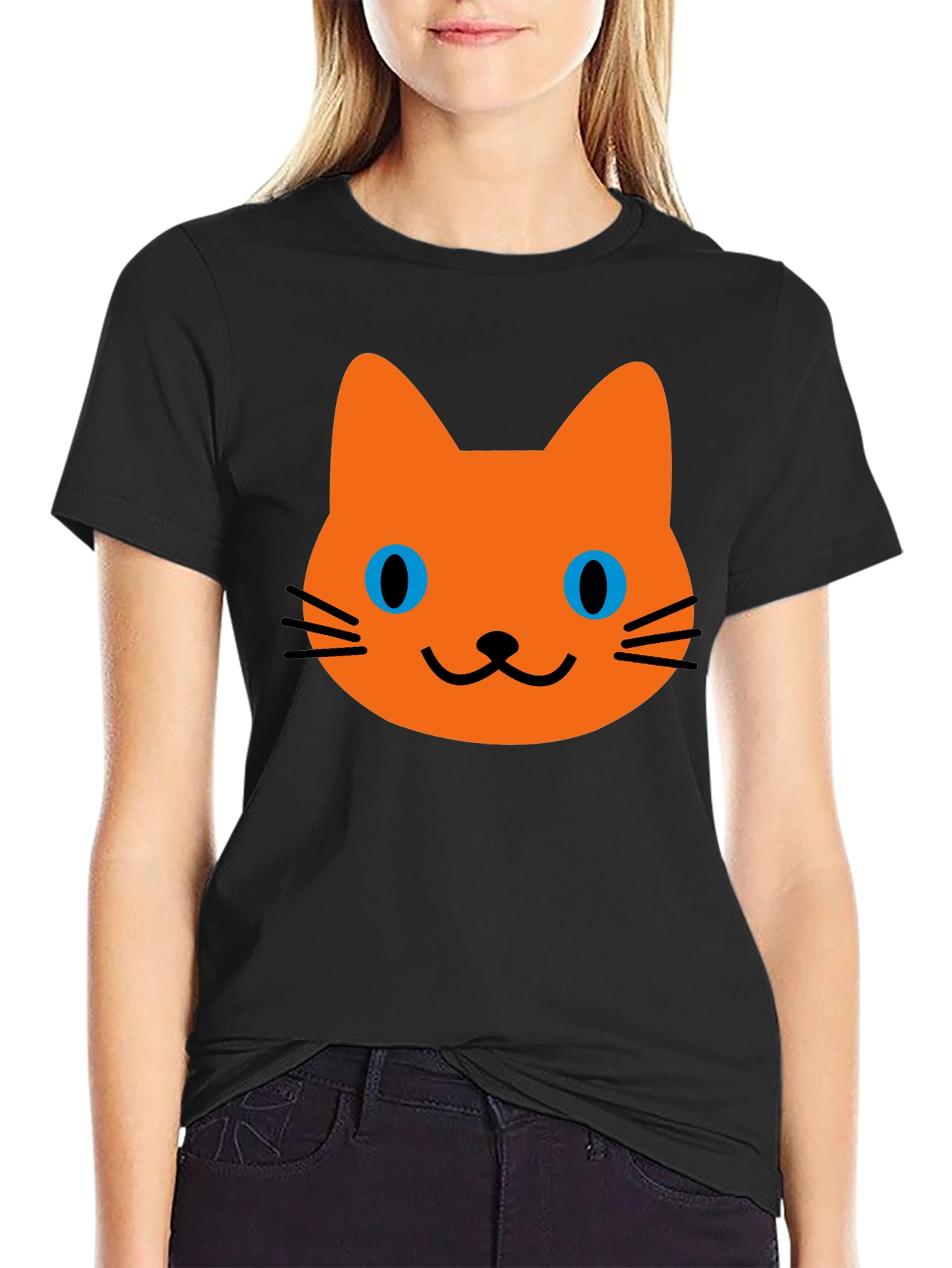 Cute Cat Graphic T-Shirt - Mens Black Tee