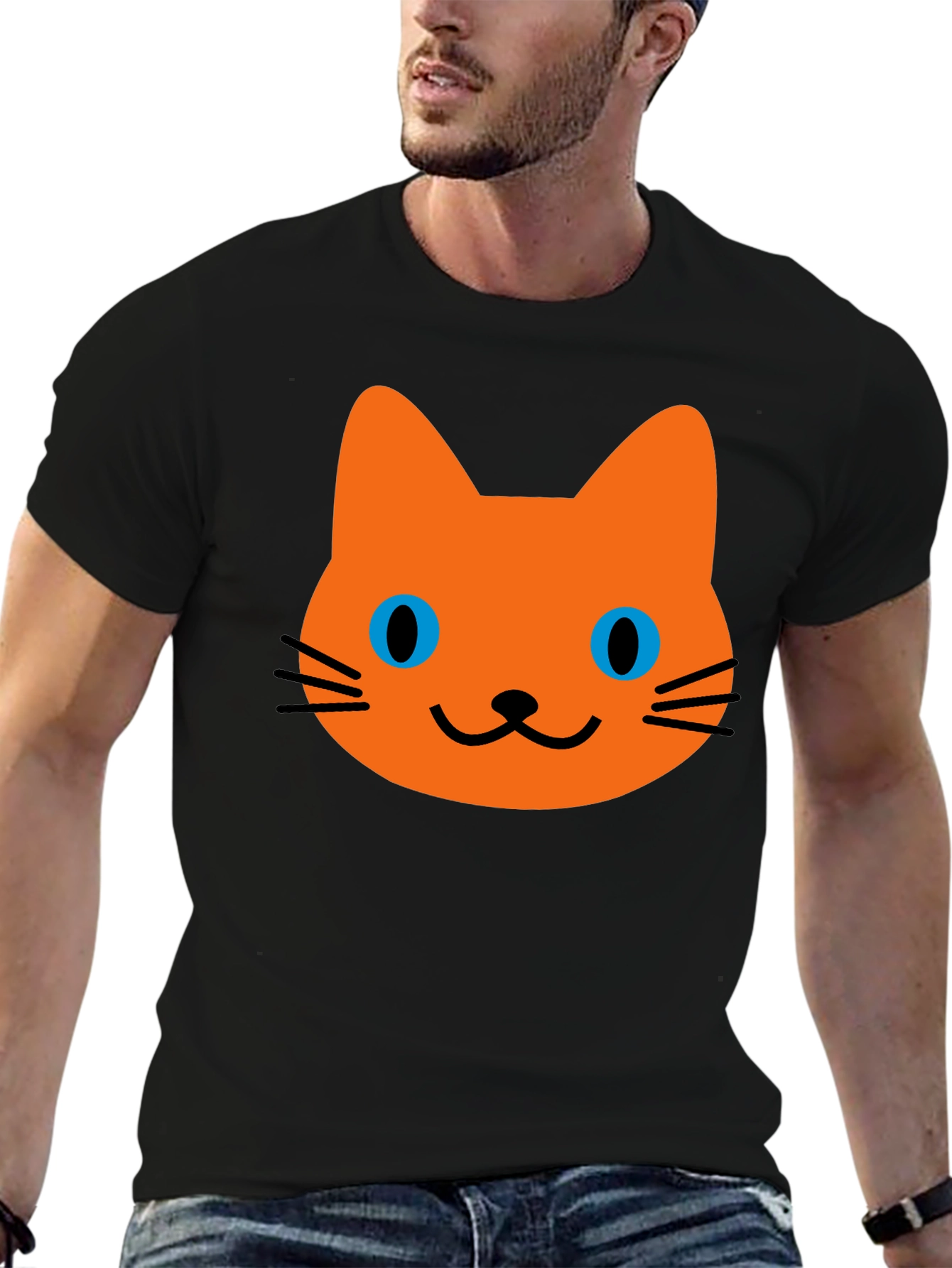 Cute Cat Graphic T-Shirt - Mens Black Tee
