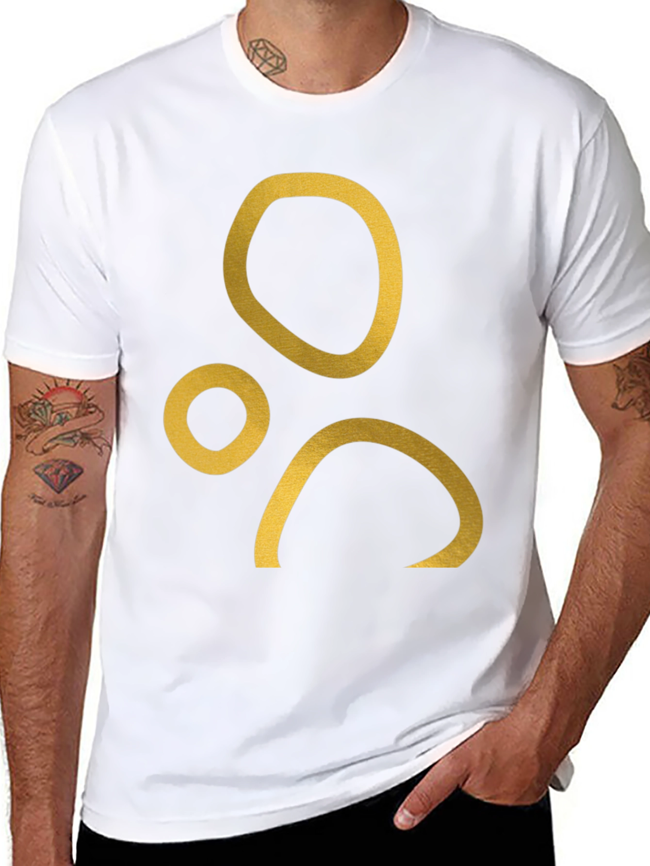Abstract Gold Print Black T-Shirt