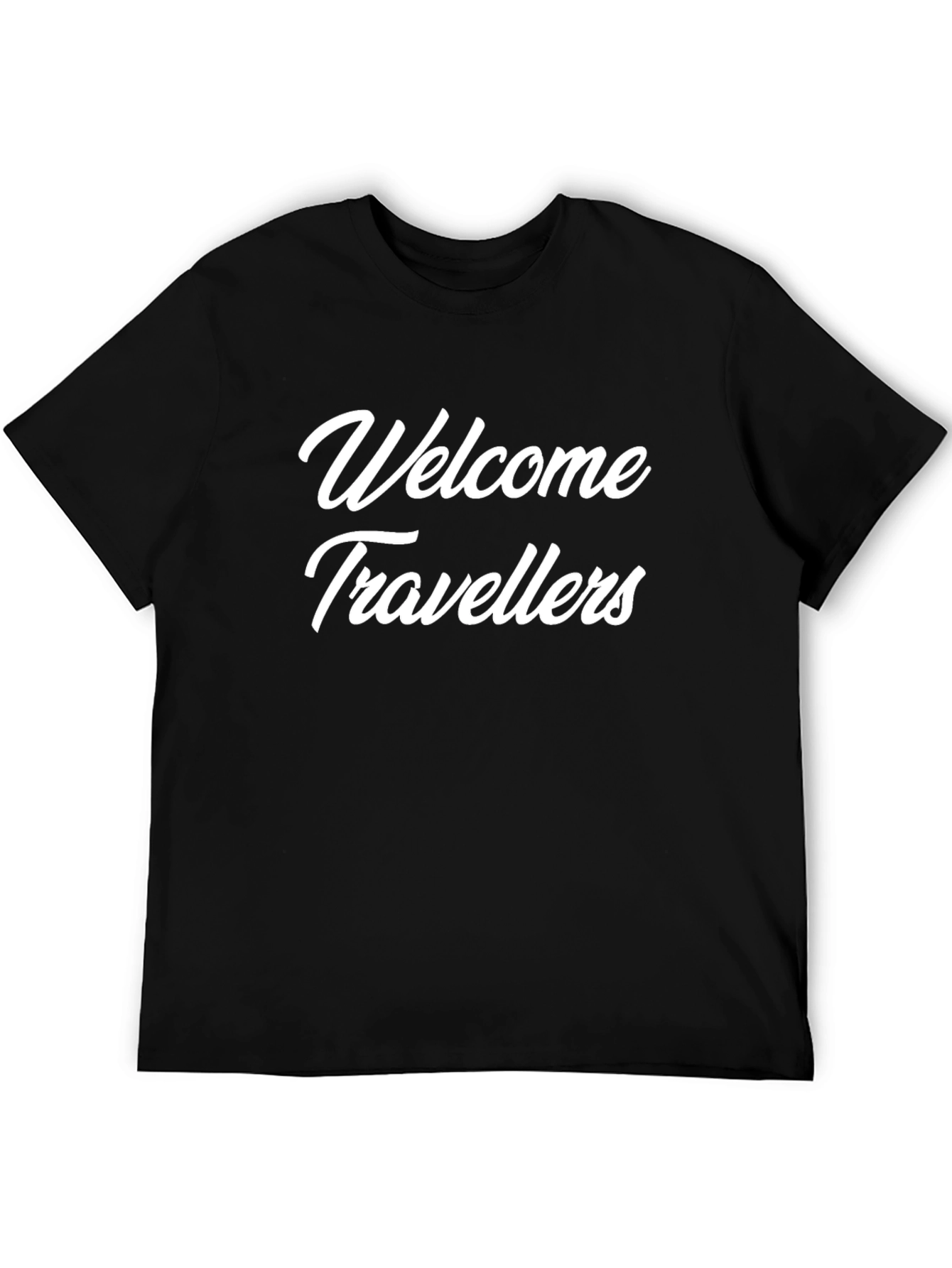 Welcome Travellers Black Graphic Tee