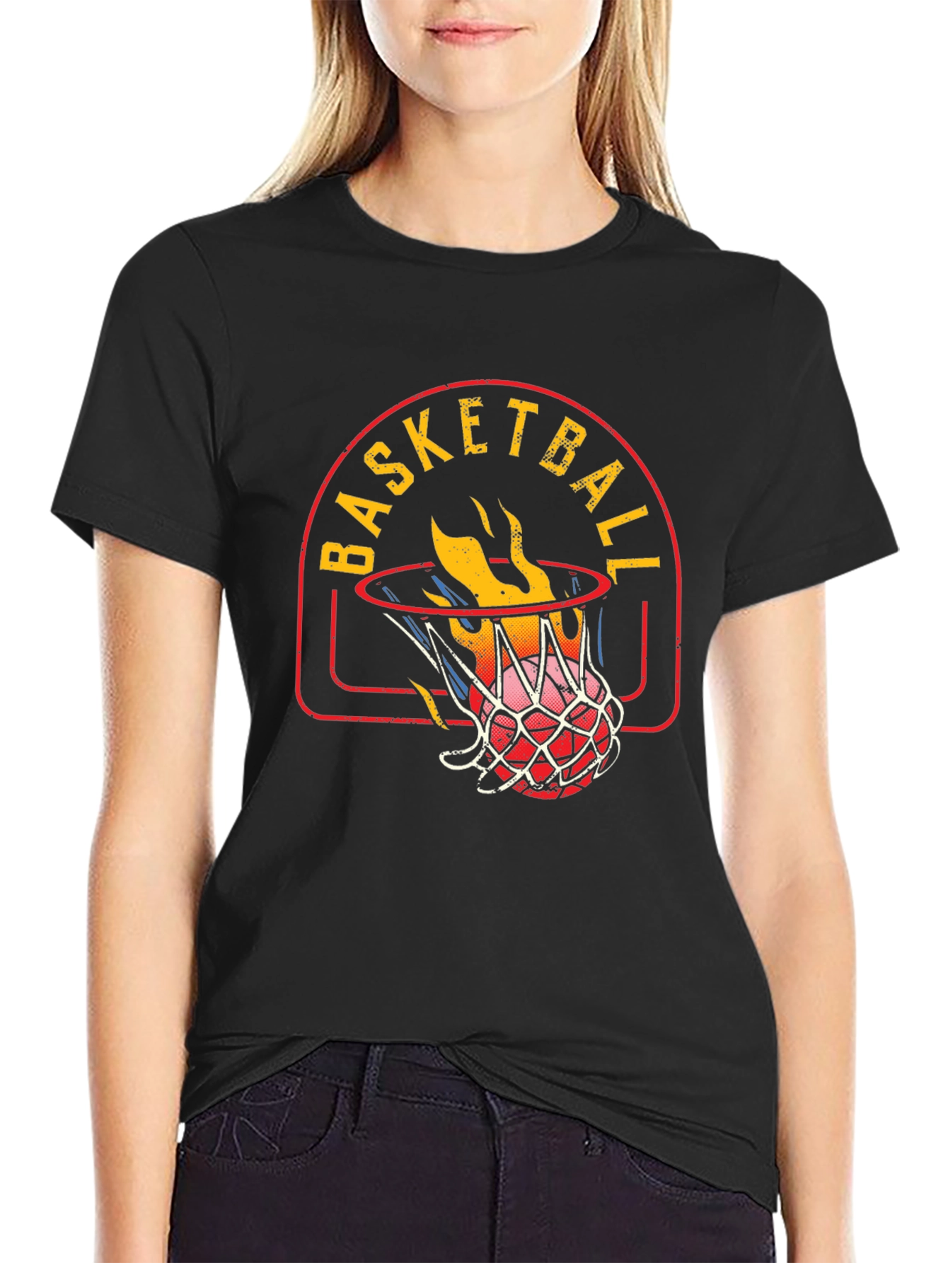 Flaming Basketball Graphic Tee