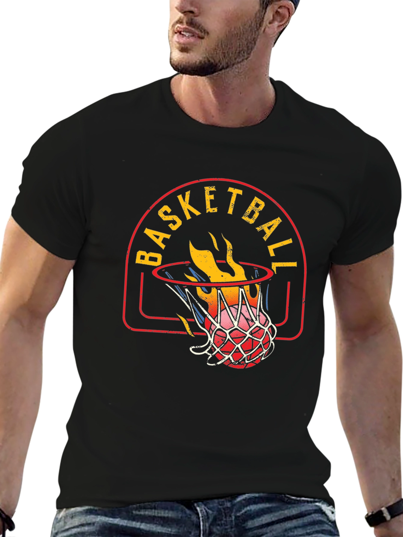 Flaming Basketball Graphic Tee