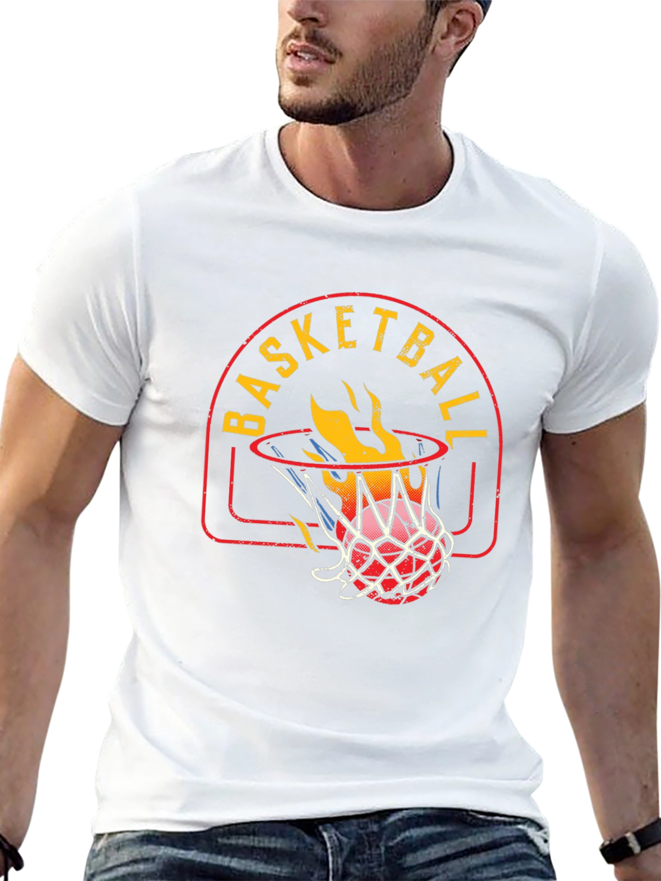 Flaming Basketball Graphic Tee