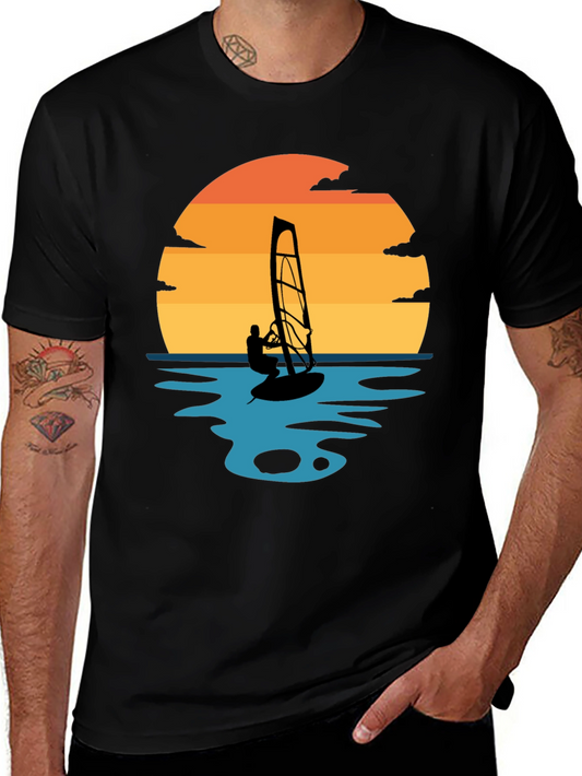 Windsurfing Sunset Graphic Tee - Coastal Vibes