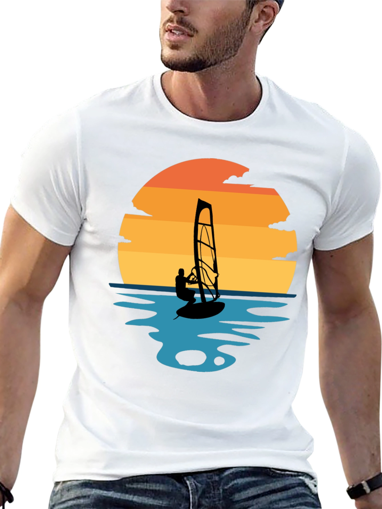 Windsurfing Sunset Graphic Tee - Coastal Vibes