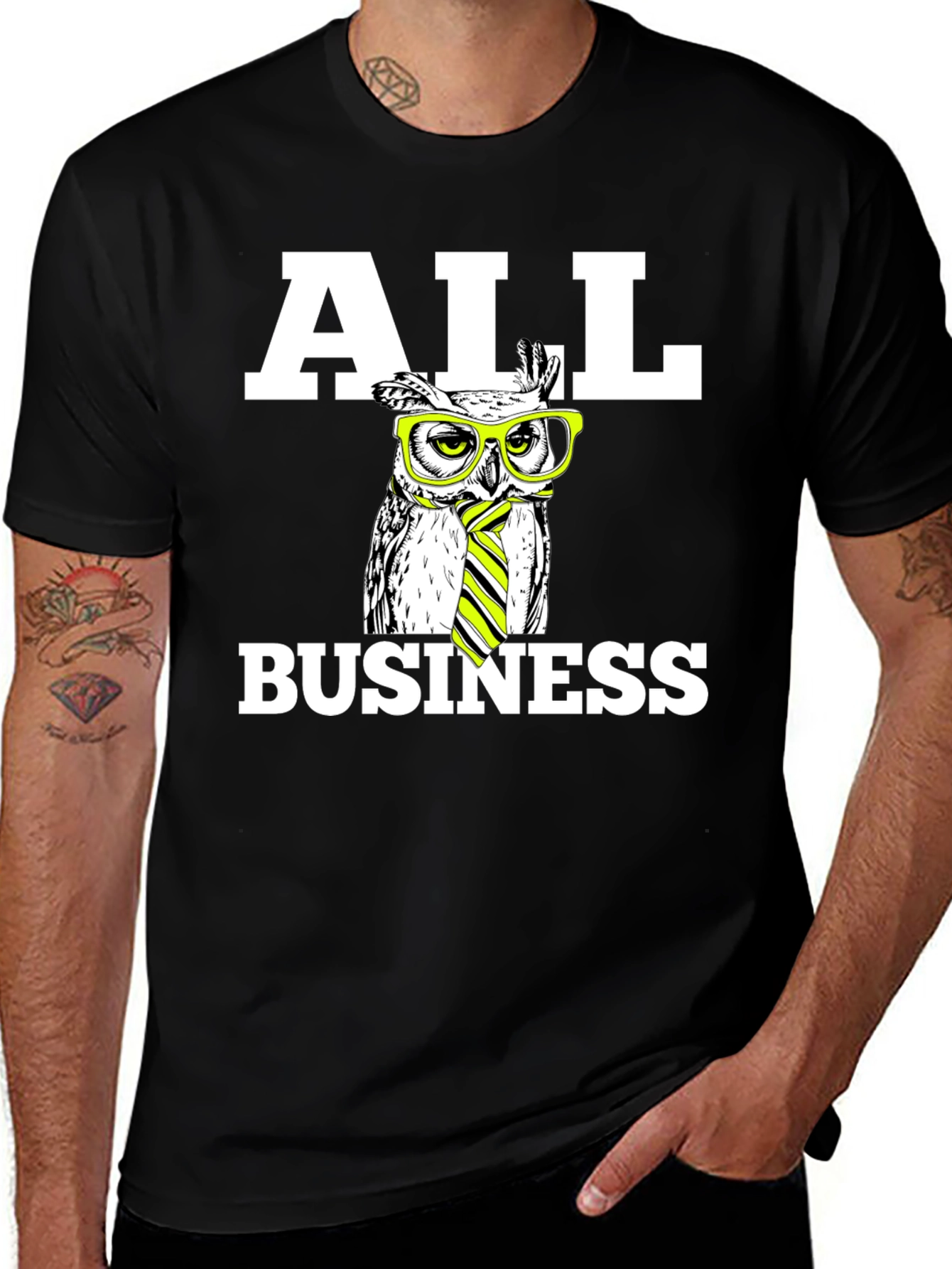All Business Owl T-Shirt - Novelty Graphic Tee