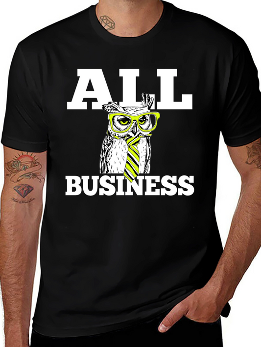 All Business Owl T-Shirt - Novelty Graphic Tee