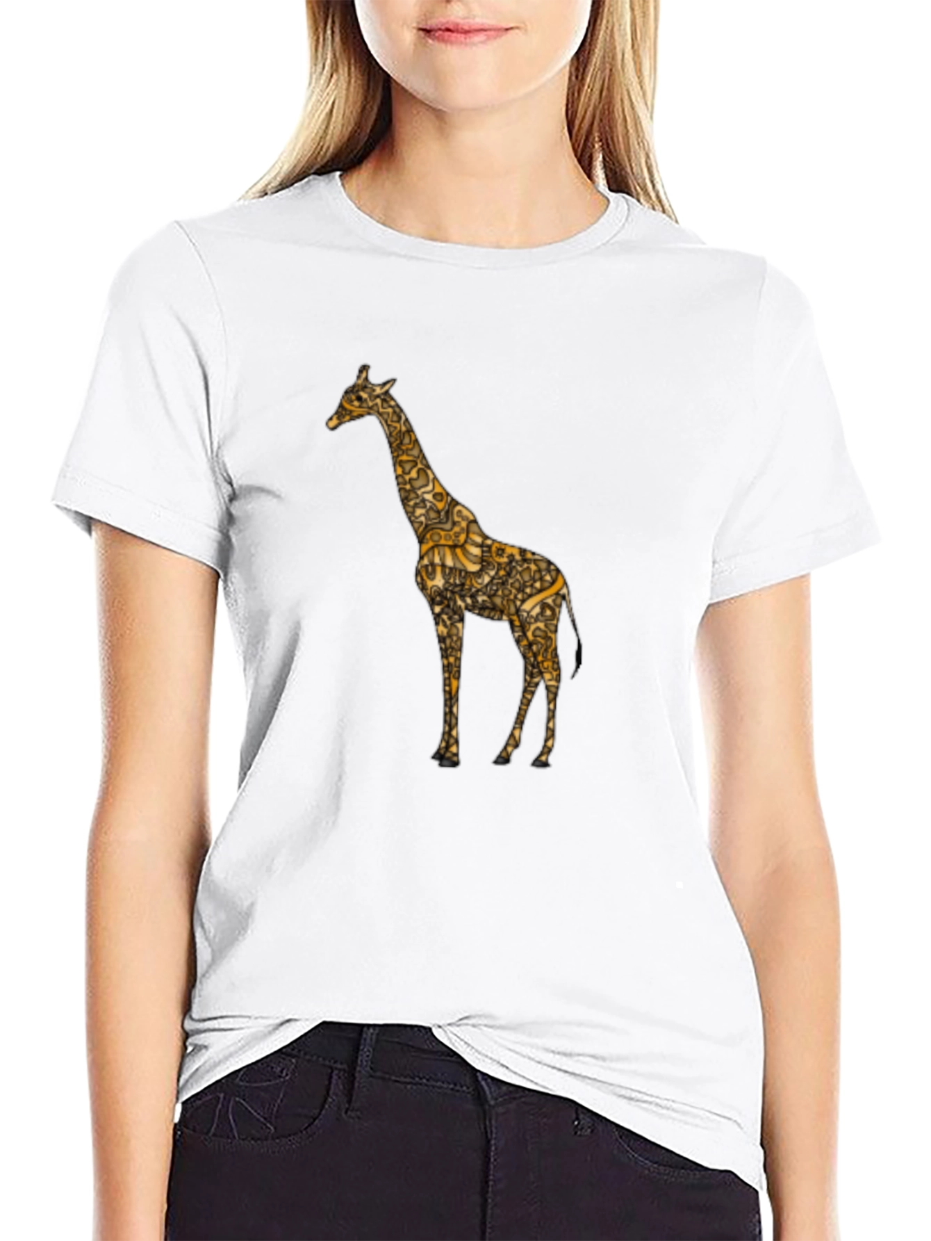 Black Giraffe Print Tee
