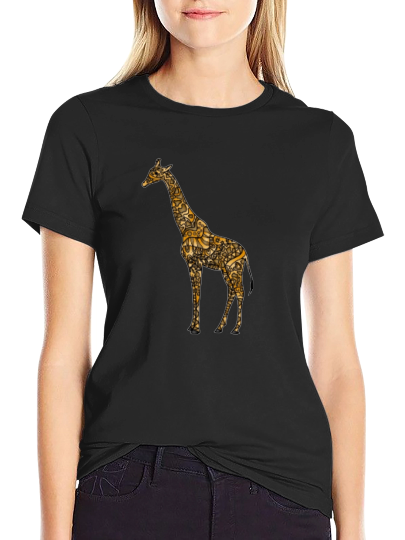 Black Giraffe Print Tee