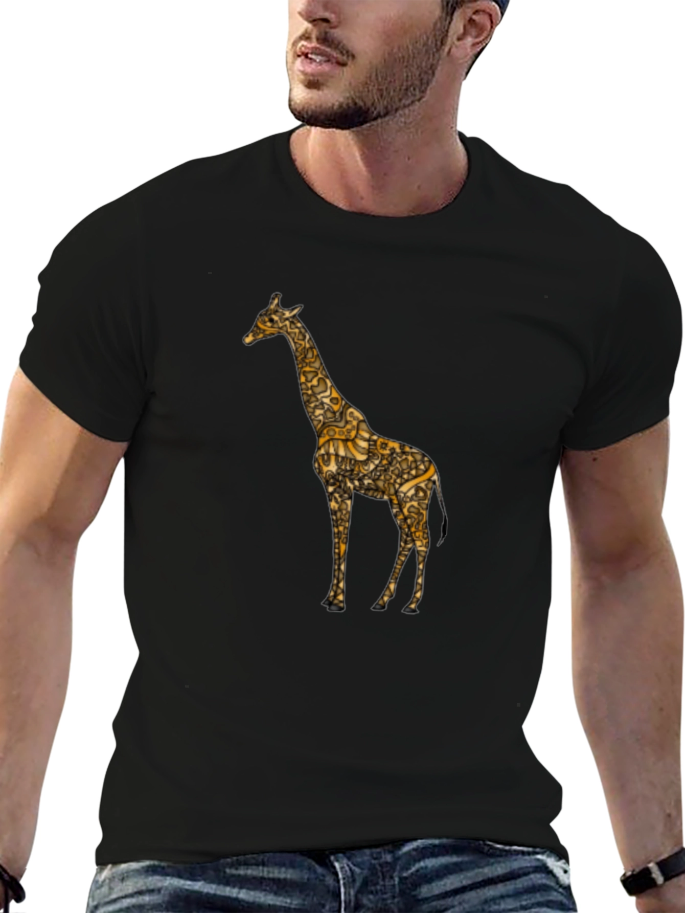 Black Giraffe Print Tee