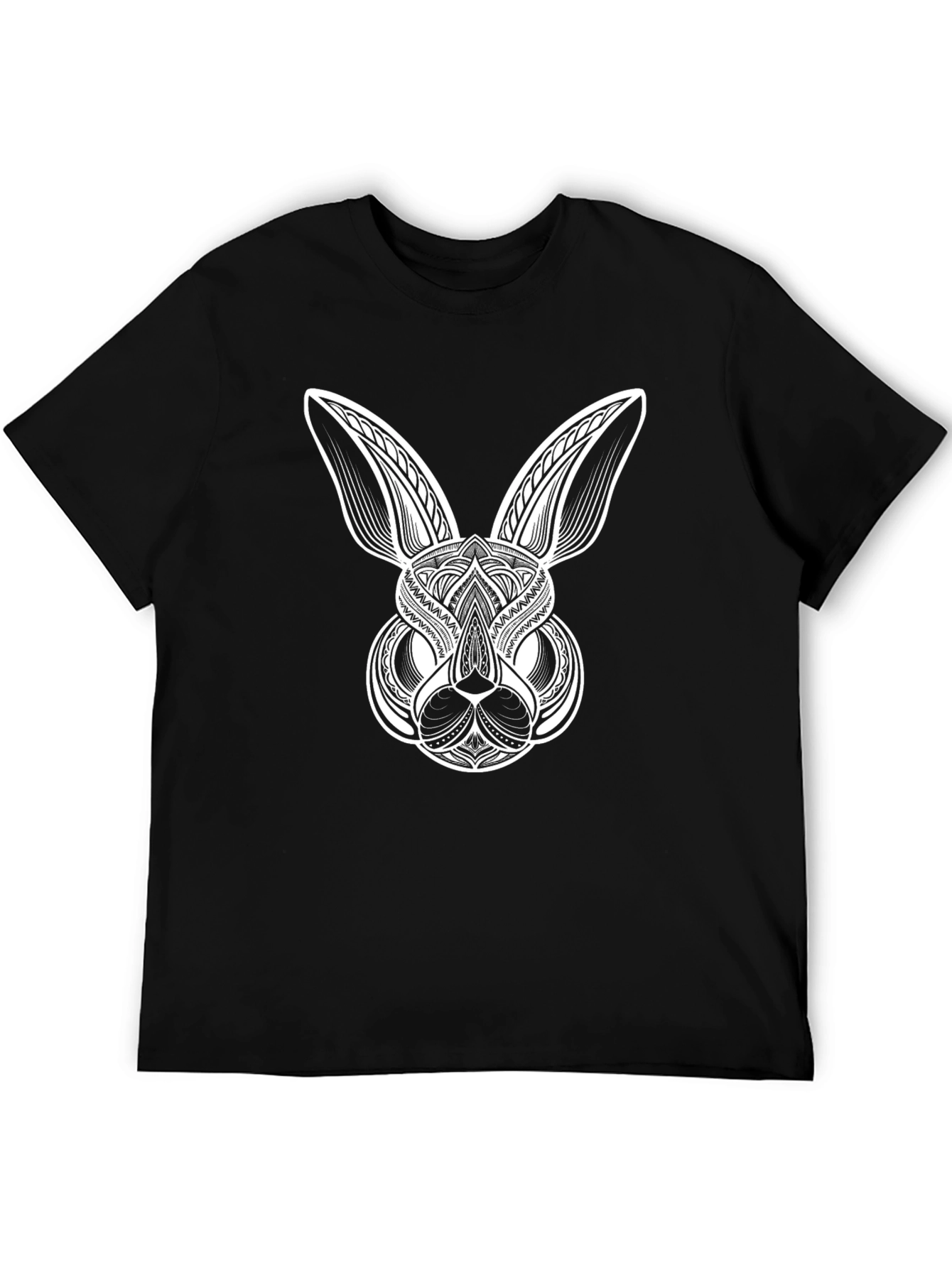 Abstract Bunny Graphic Tee - Black Cotton