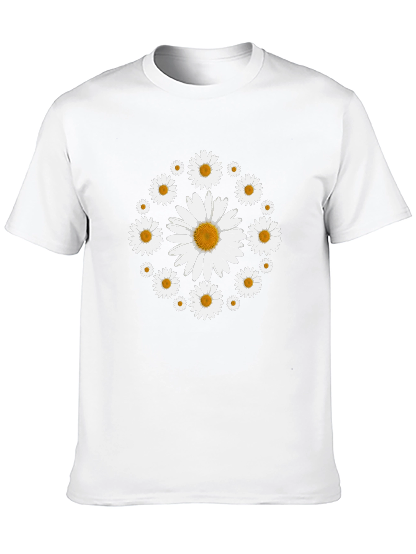 Daisy Circle Black T-Shirt - Stylish Floral Design