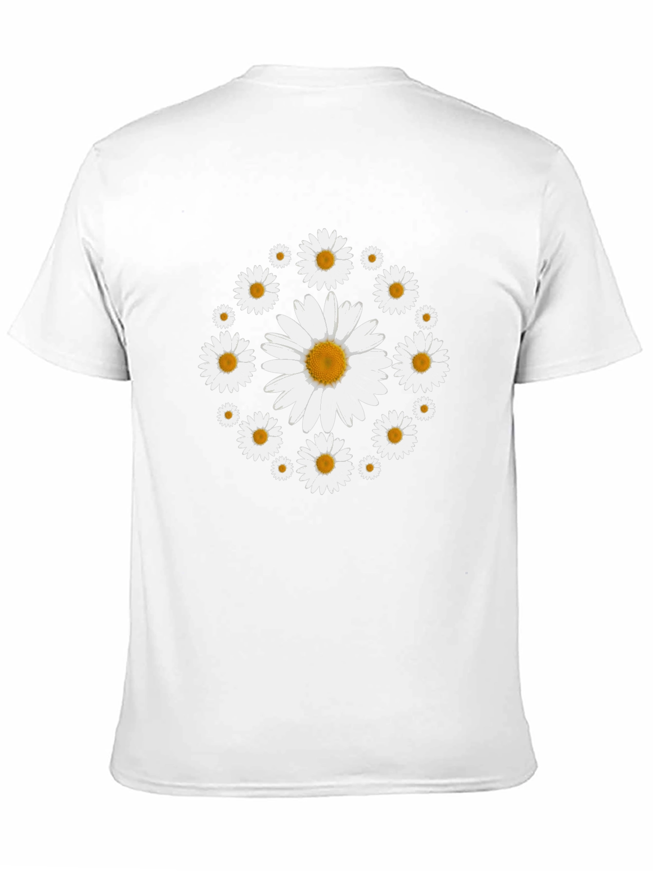 Daisy Circle Black T-Shirt - Stylish Floral Design