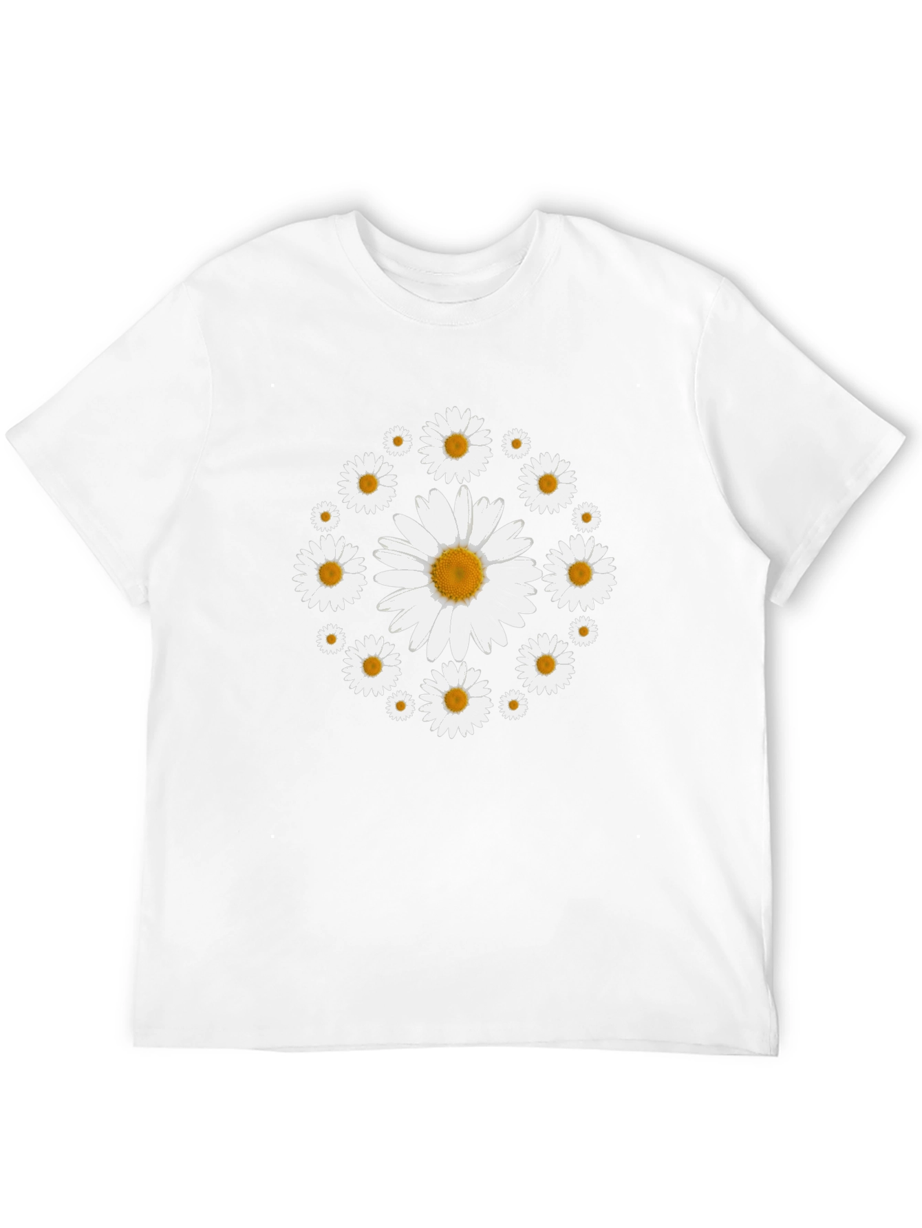 Daisy Circle Black T-Shirt - Stylish Floral Design
