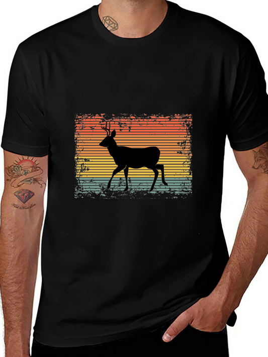 Retro Deer Graphic Tee - Black