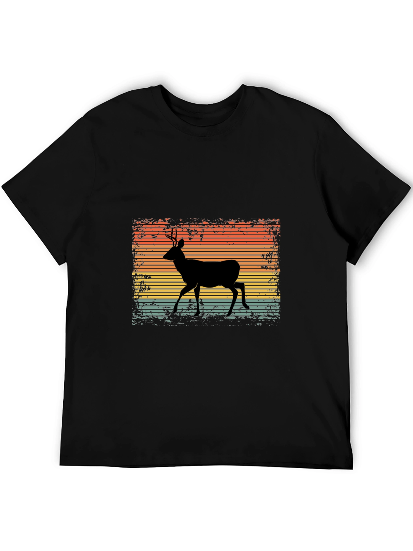 Retro Deer Graphic Tee - Black