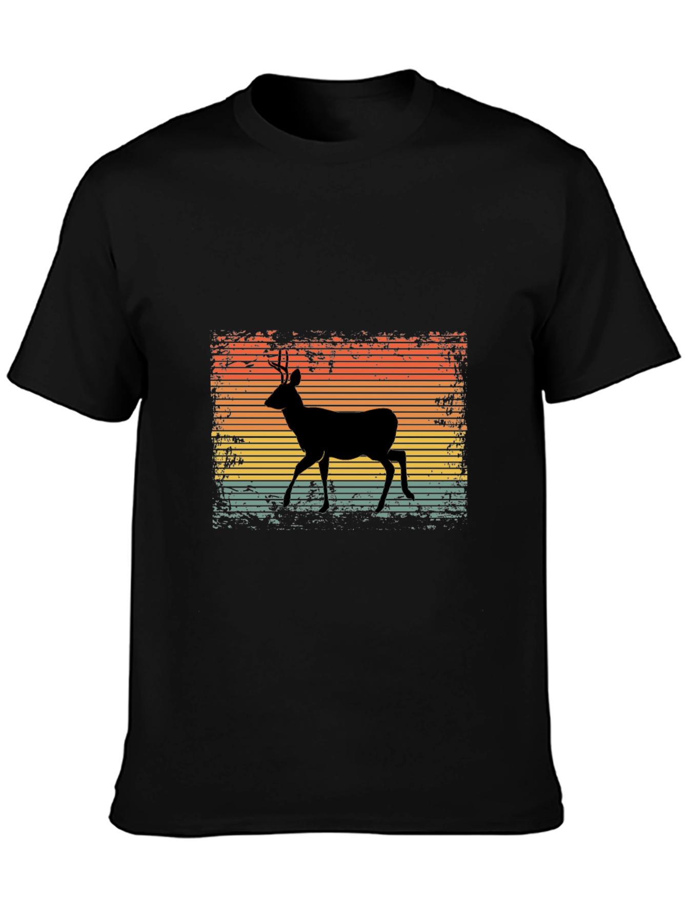 Retro Deer Graphic Tee - Black