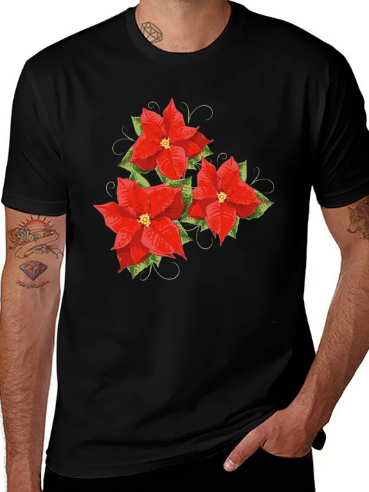 Floral Poinsettia Graphic Tee - Holiday Style
