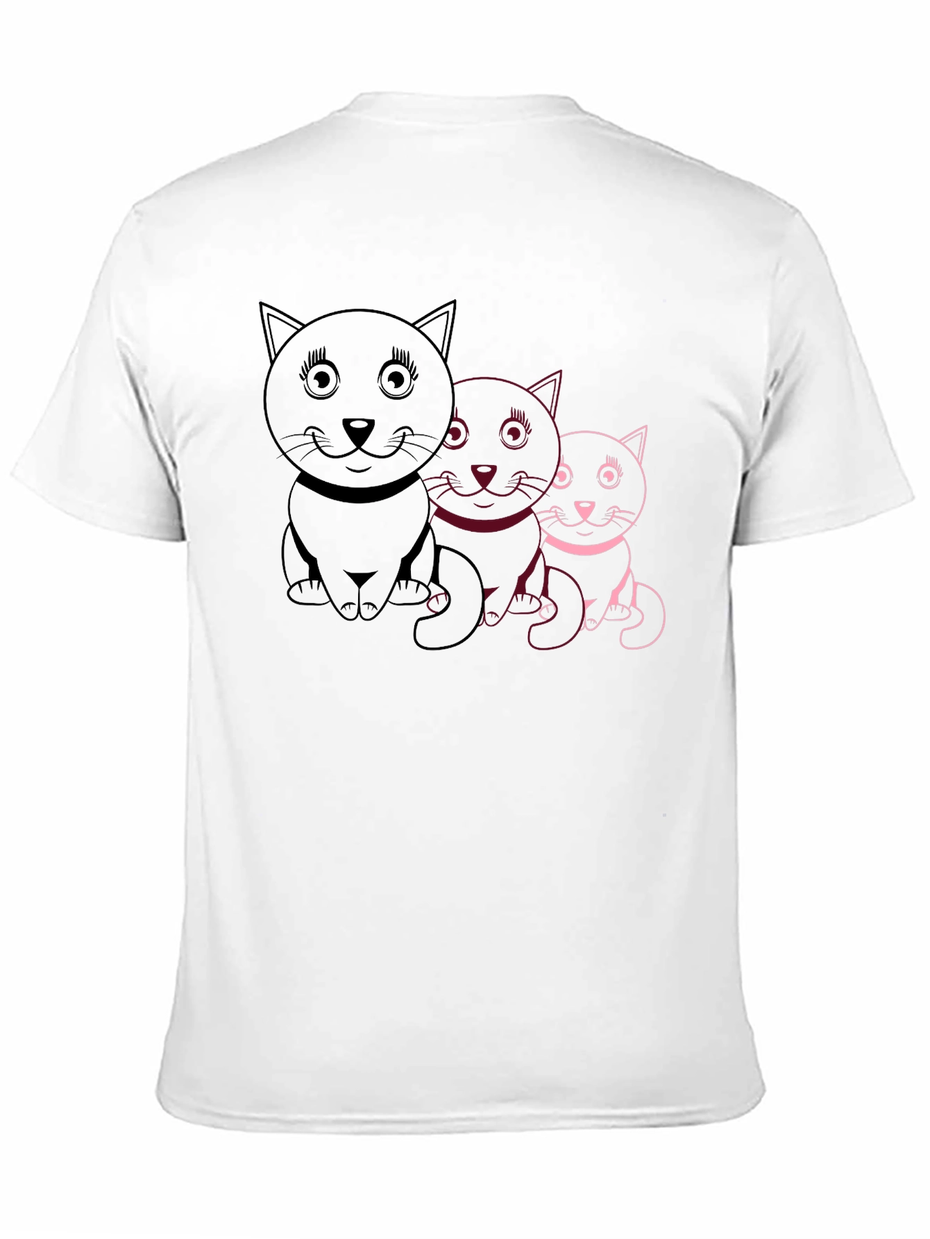Cute Cat Trio Graphic Tee - Black