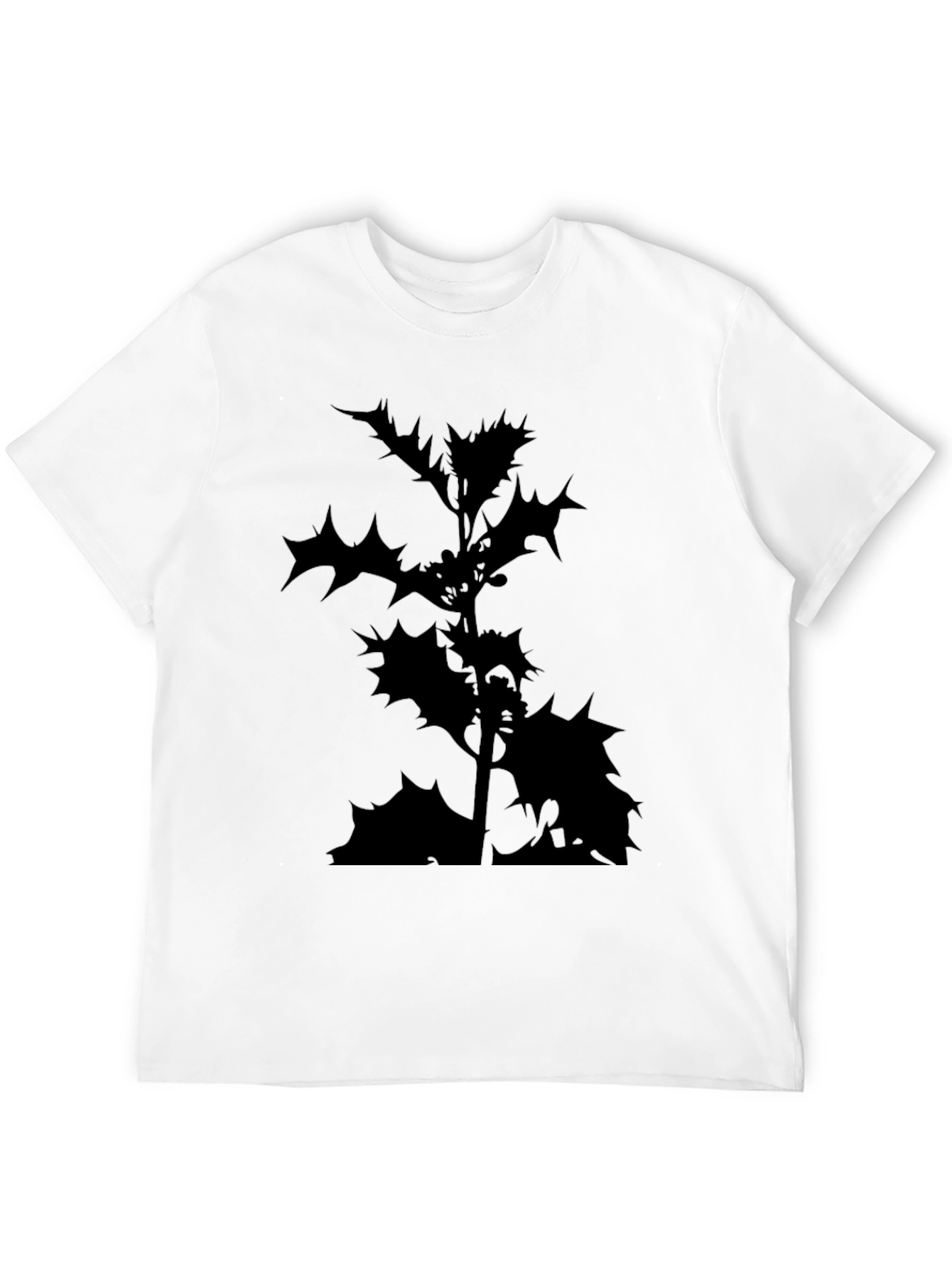 Black T-Shirt with Holly Silhouette Print