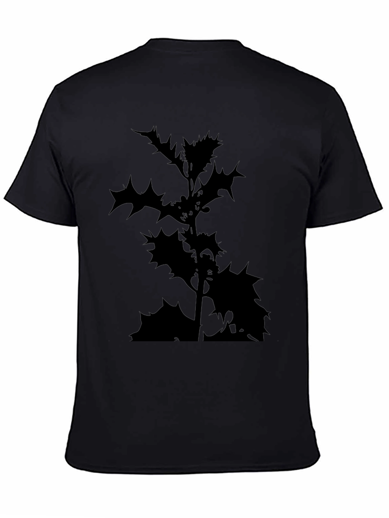 Black T-Shirt with Holly Silhouette Print