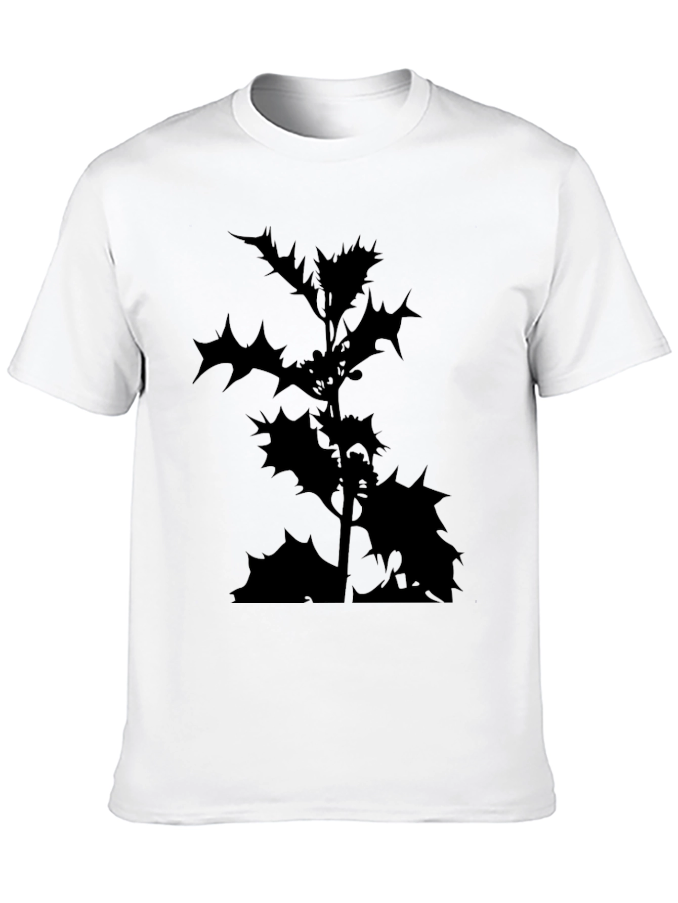 Black T-Shirt with Holly Silhouette Print