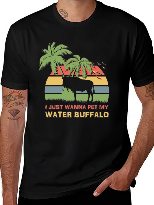 Water Buffalo Graphic Tee - Tropical Sunset Design