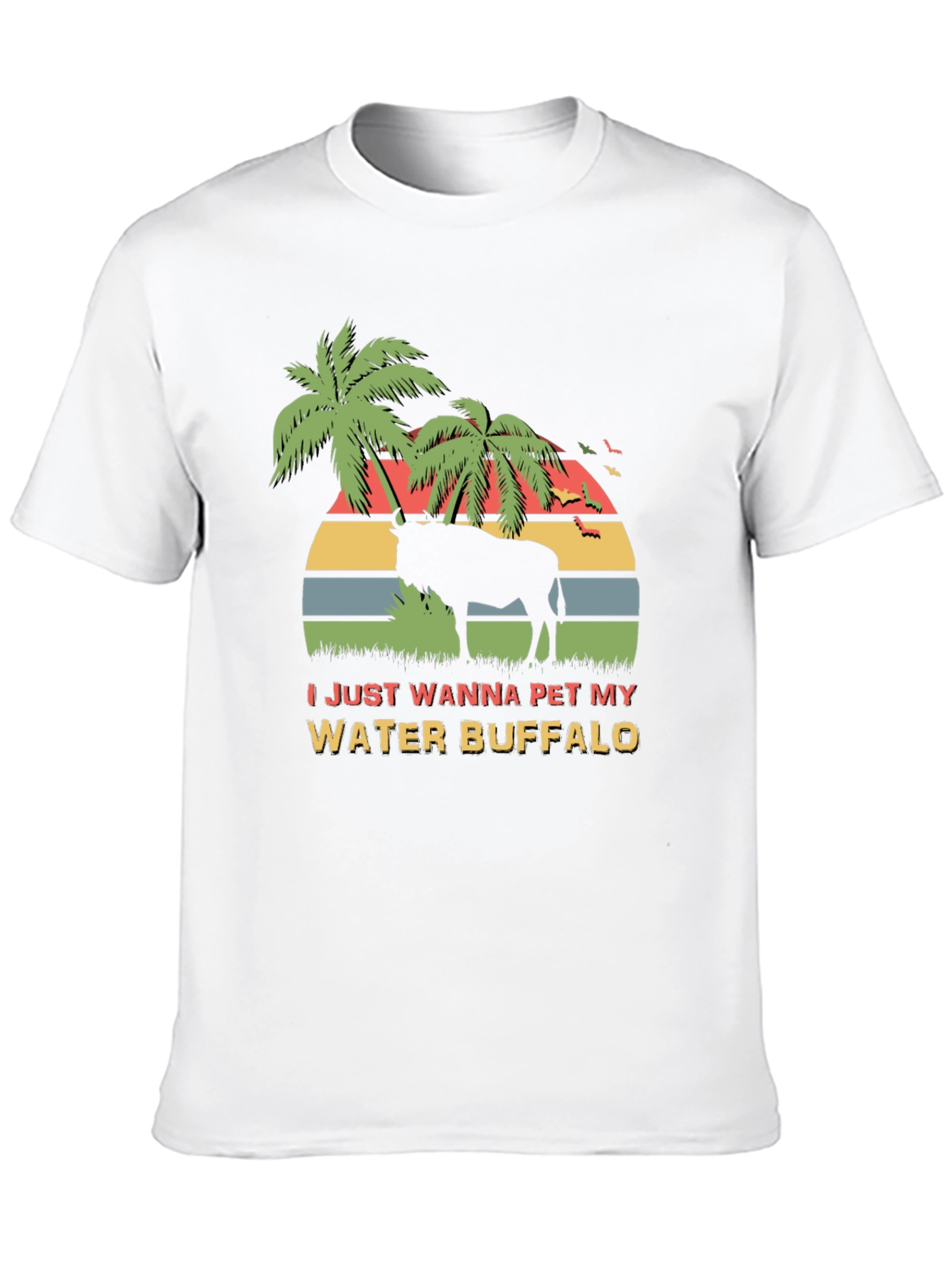 Water Buffalo Graphic Tee - Tropical Sunset Design