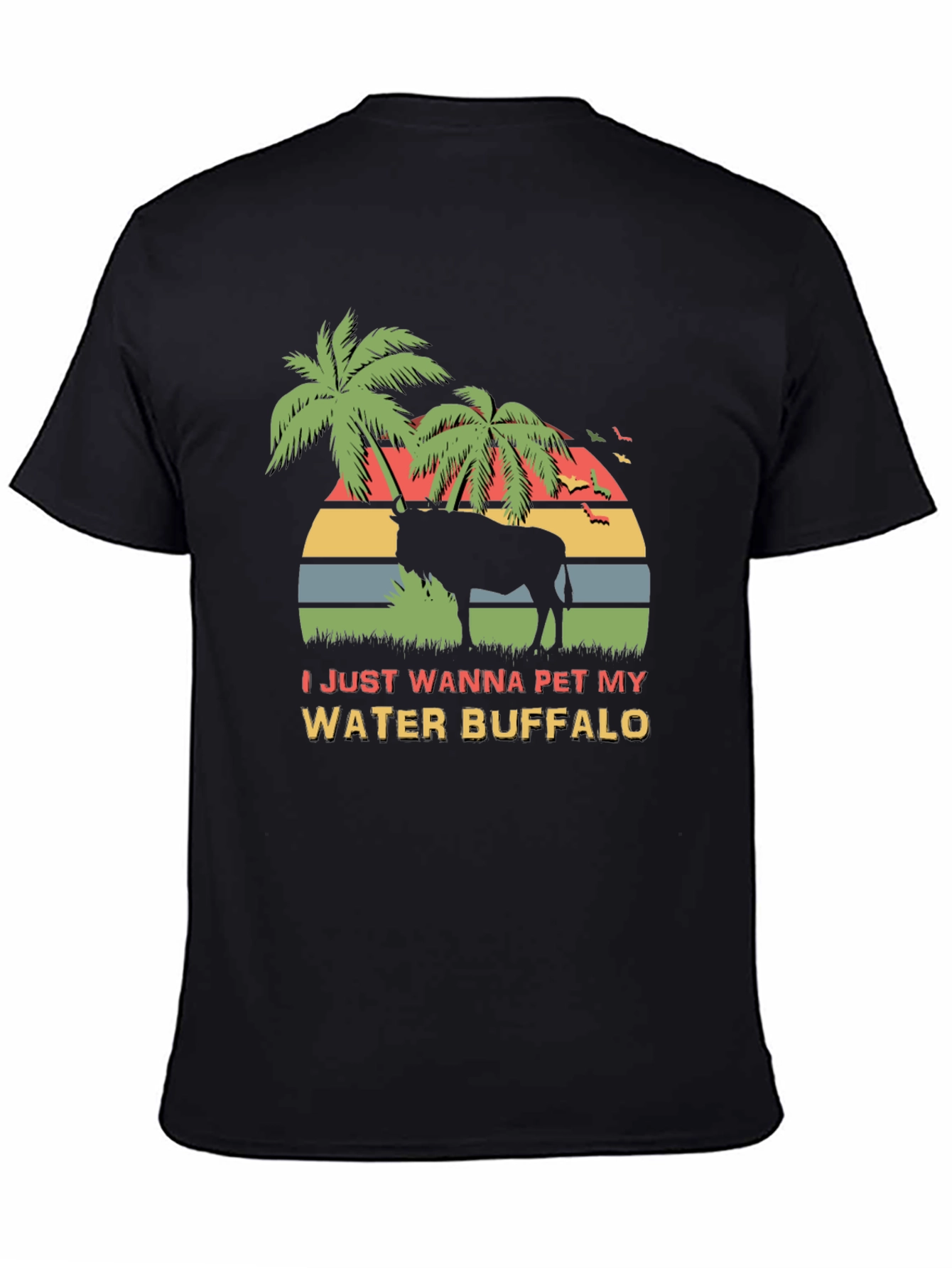 Water Buffalo Graphic Tee - Tropical Sunset Design