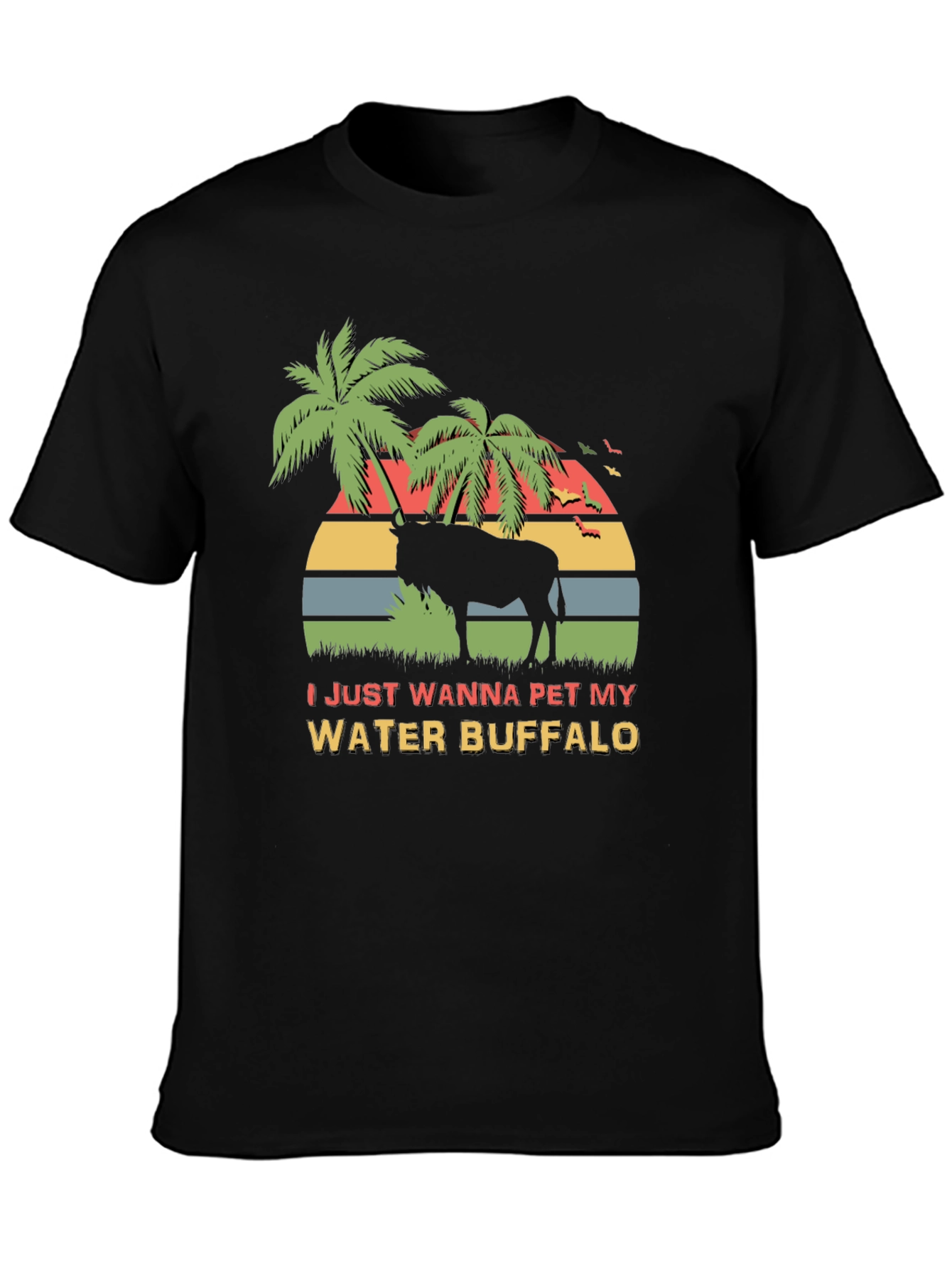 Water Buffalo Graphic Tee - Tropical Sunset Design
